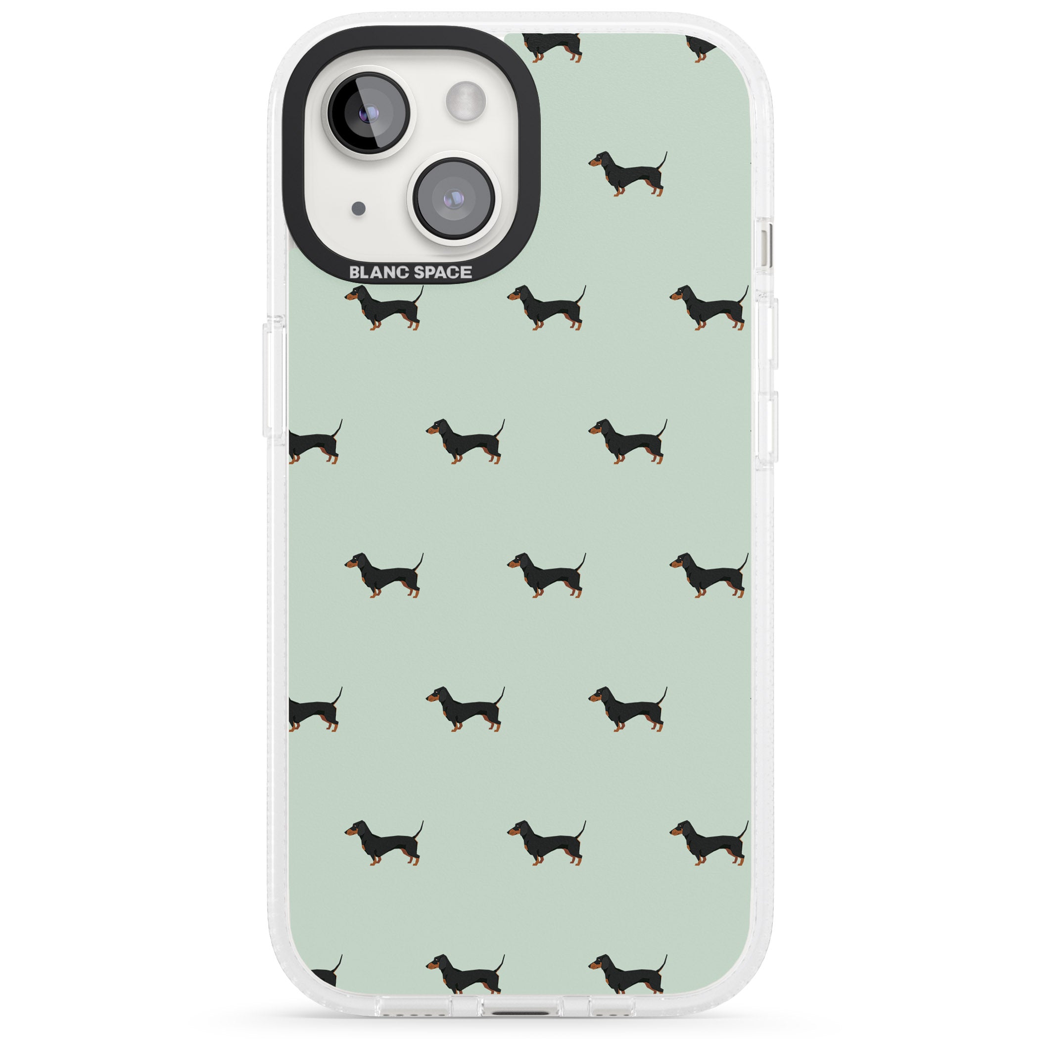 Dachshund Dog Pattern iPhone 15 / 14 / 13 Clear Case Impact Air - Blanc Space