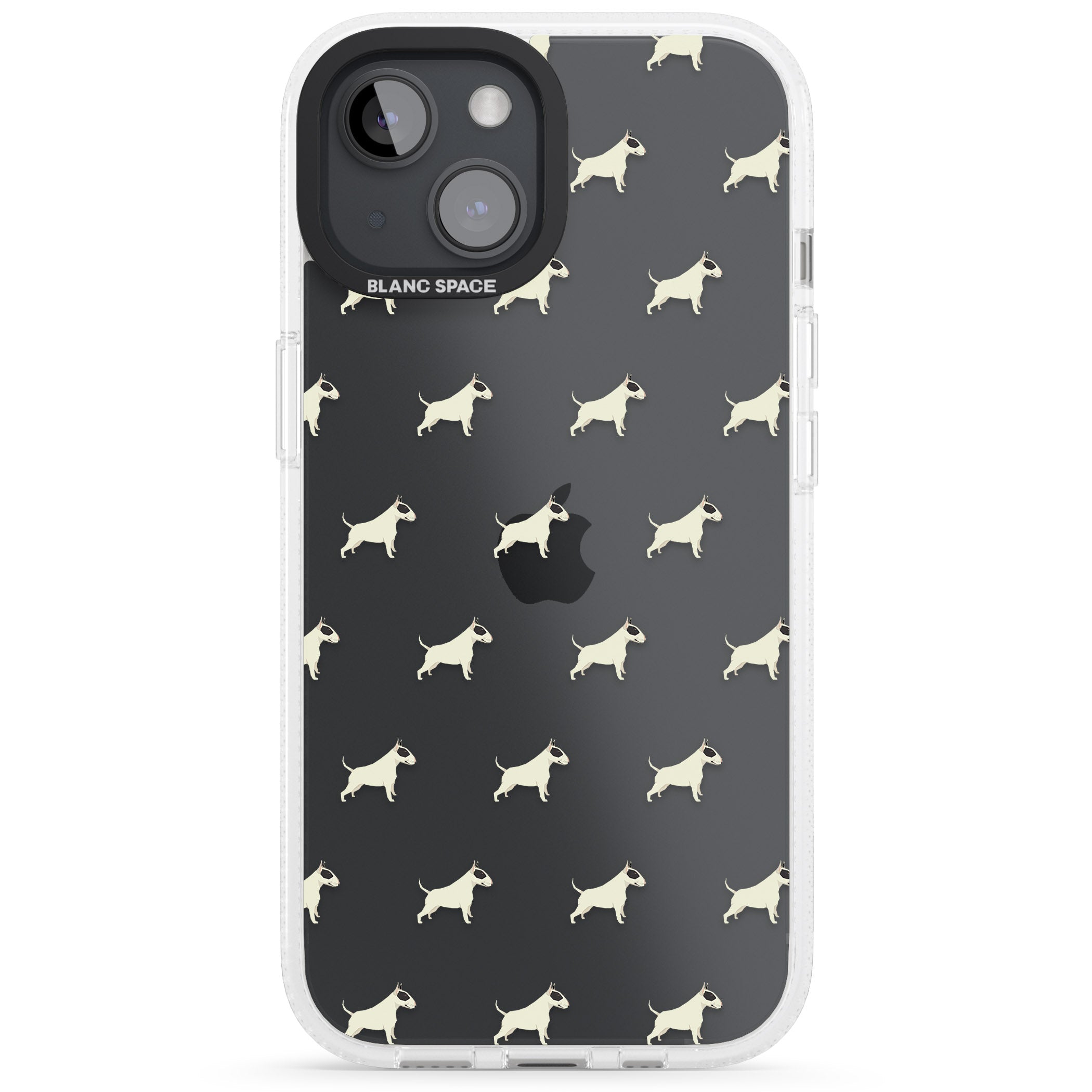 Bull Terrier Dog Pattern Clear iPhone 15 / 14 / 13 Clear Case Impact Air - Blanc Space