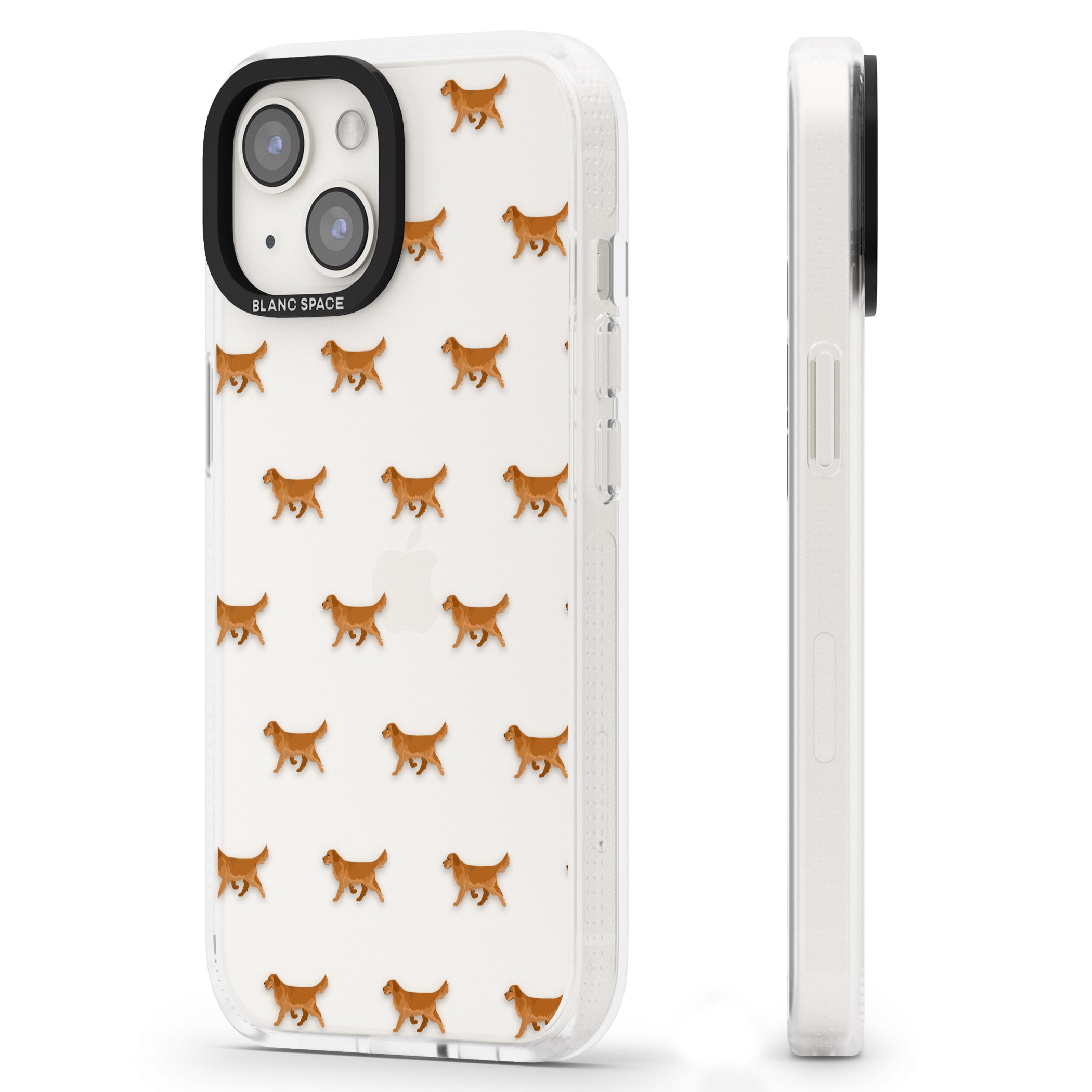 Golden Retriever Dog Pattern Clear iPhone 15 / 14 / 13 Clear Case Impact Air - Blanc Space