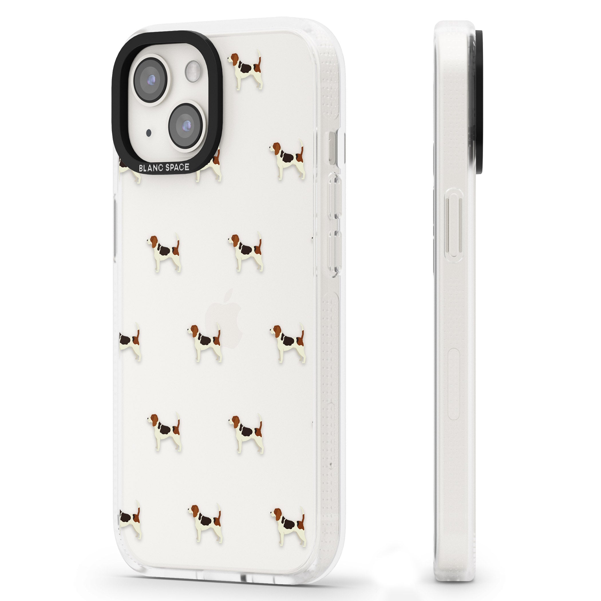 Beagle Dog Pattern Clear iPhone 15 / 14 / 13 Clear Case Impact Air - Blanc Space
