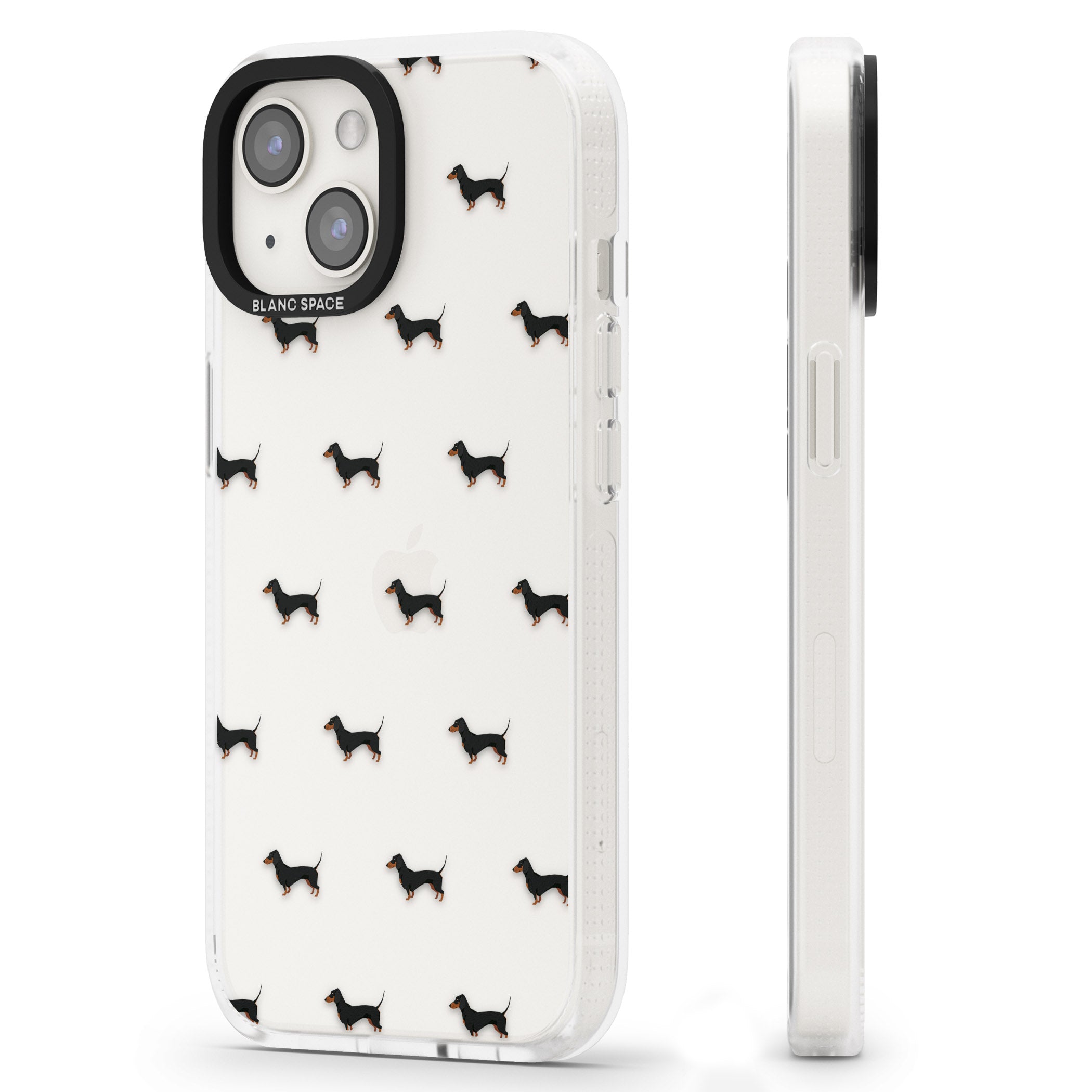 Dachshund Dog Pattern Clear iPhone 15 / 14 / 13 Clear Case Impact Air - Blanc Space