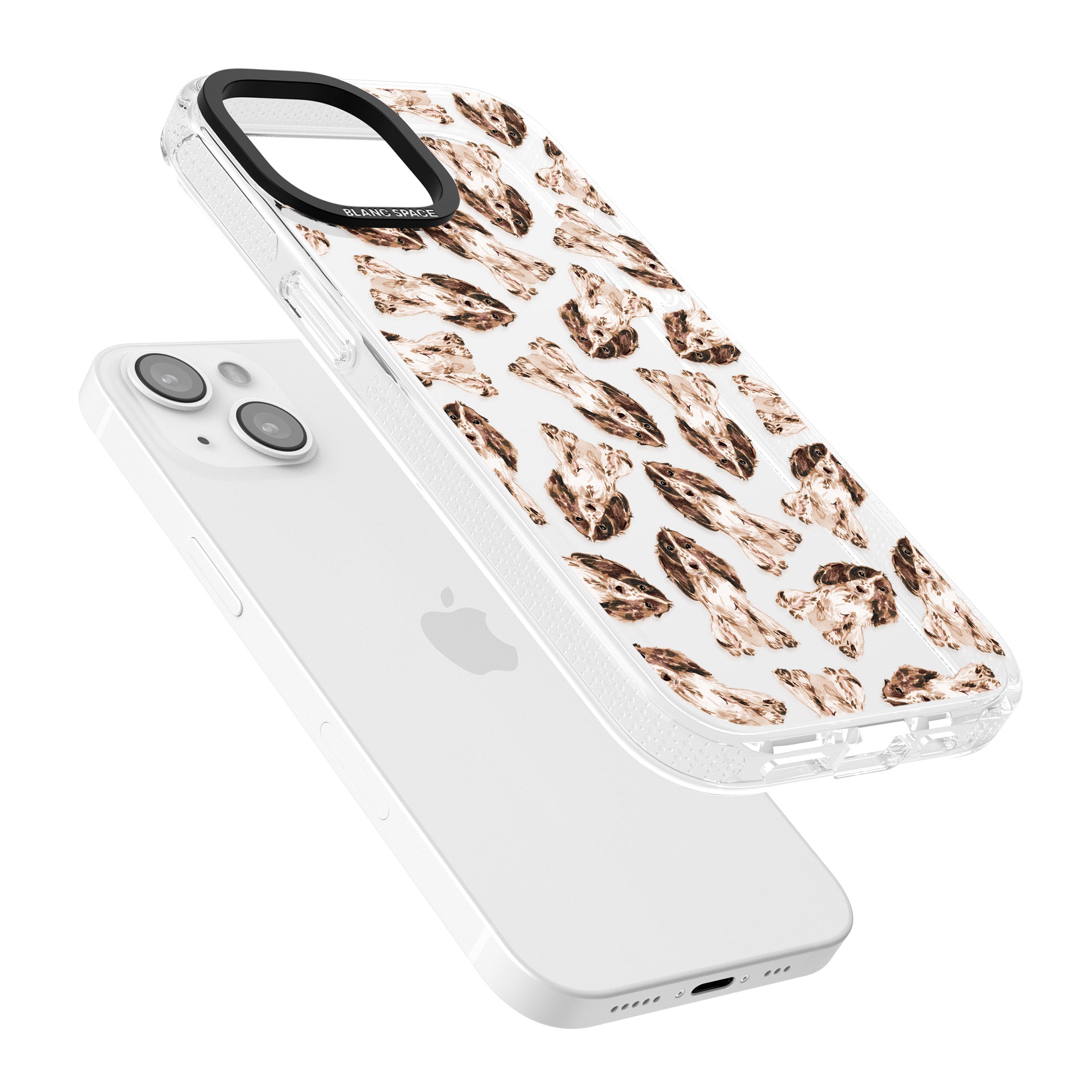 Cocker Spaniel (Brown) Watercolour Dog Pattern iPhone 15 / 14 / 13 Clear Case Impact Air - Blanc Space