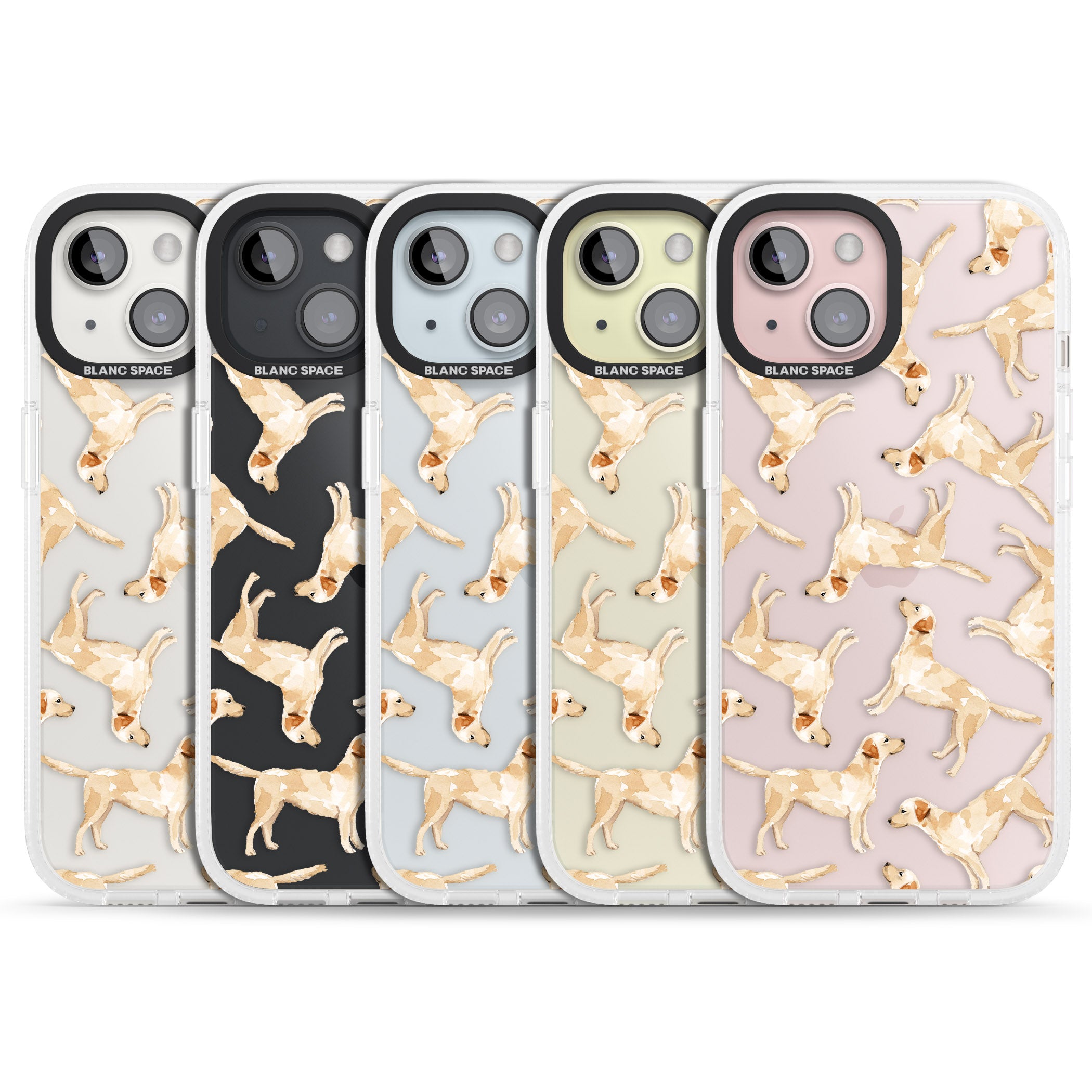 Yellow Labrador Watercolour Dog Pattern iPhone 15 / 14 / 13 Clear Case Impact Air - Blanc Space