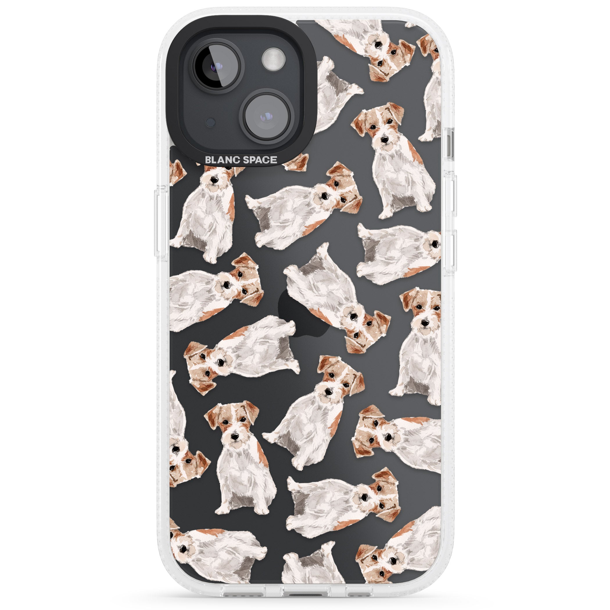 Wirehaired Jack Russell Watercolour Dog Pattern iPhone 15 / 14 / 13 Clear Case Impact Air - Blanc Space