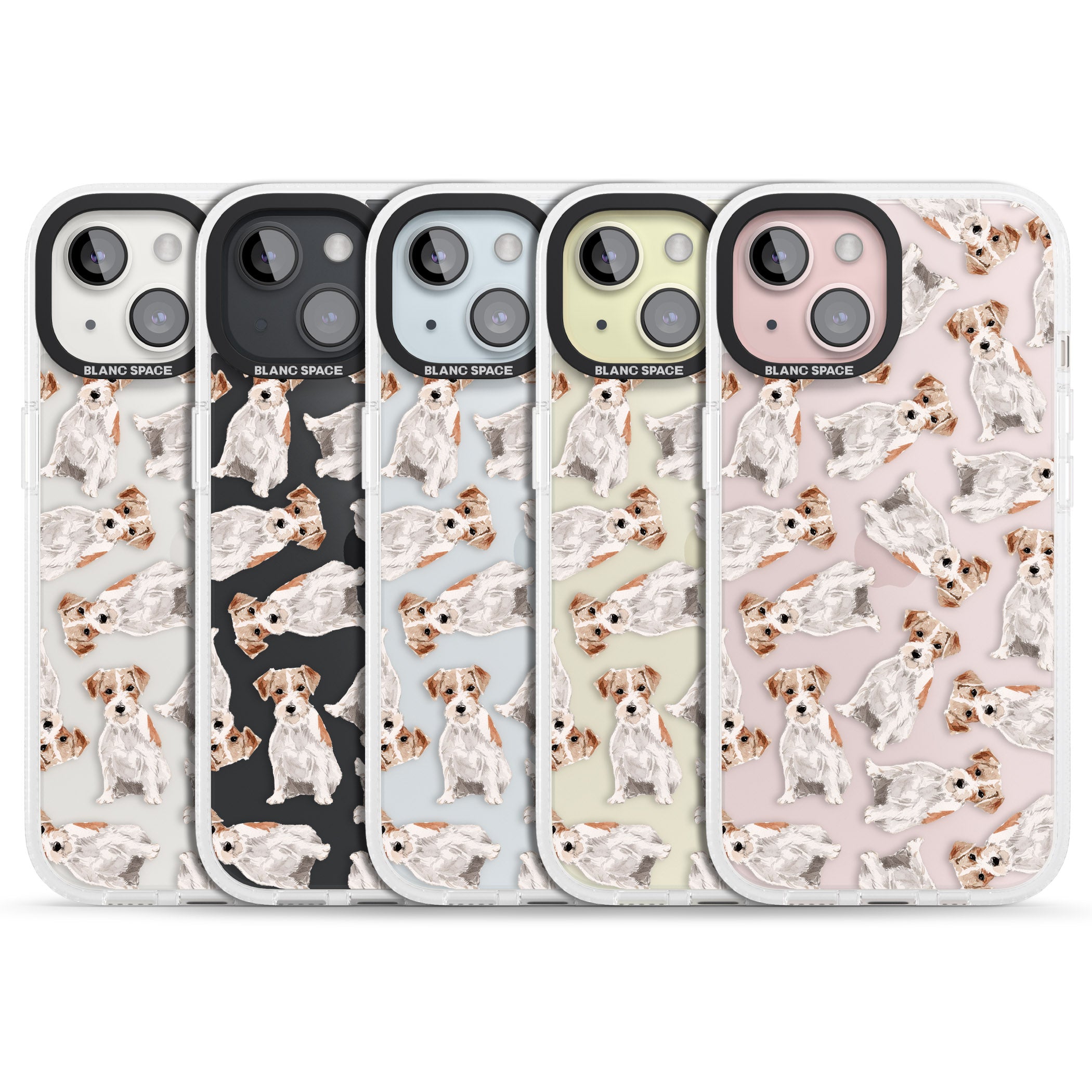 Wirehaired Jack Russell Watercolour Dog Pattern iPhone 15 / 14 / 13 Clear Case Impact Air - Blanc Space