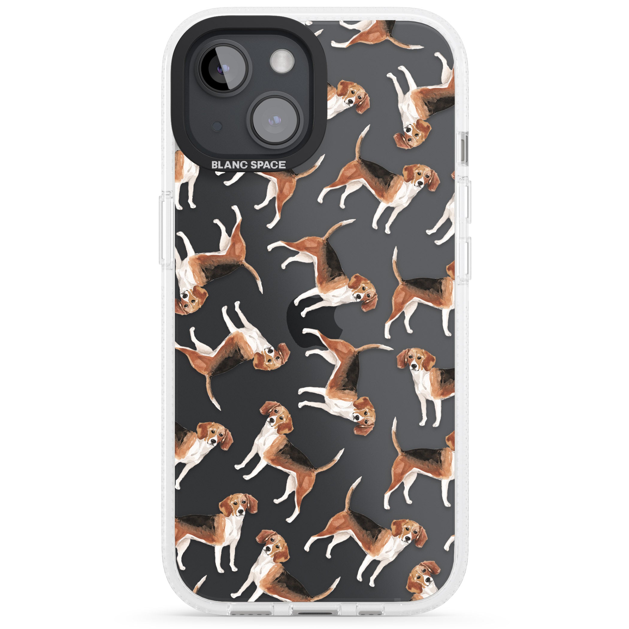 Beagle Watercolour Dog Pattern iPhone 15 / 14 / 13 Clear Case Impact Air - Blanc Space