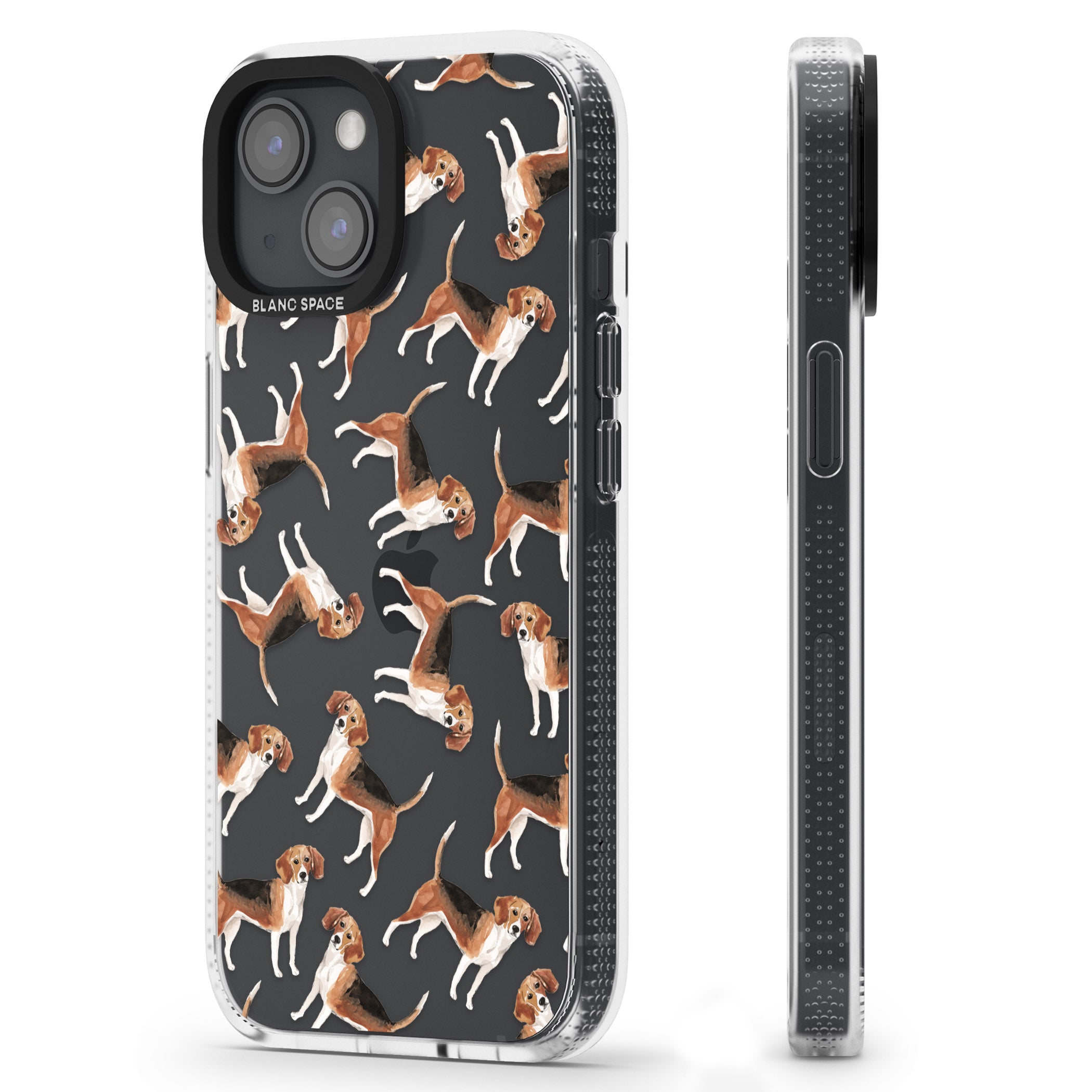 Beagle Watercolour Dog Pattern iPhone 15 / 14 / 13 Clear Case Impact Air - Blanc Space