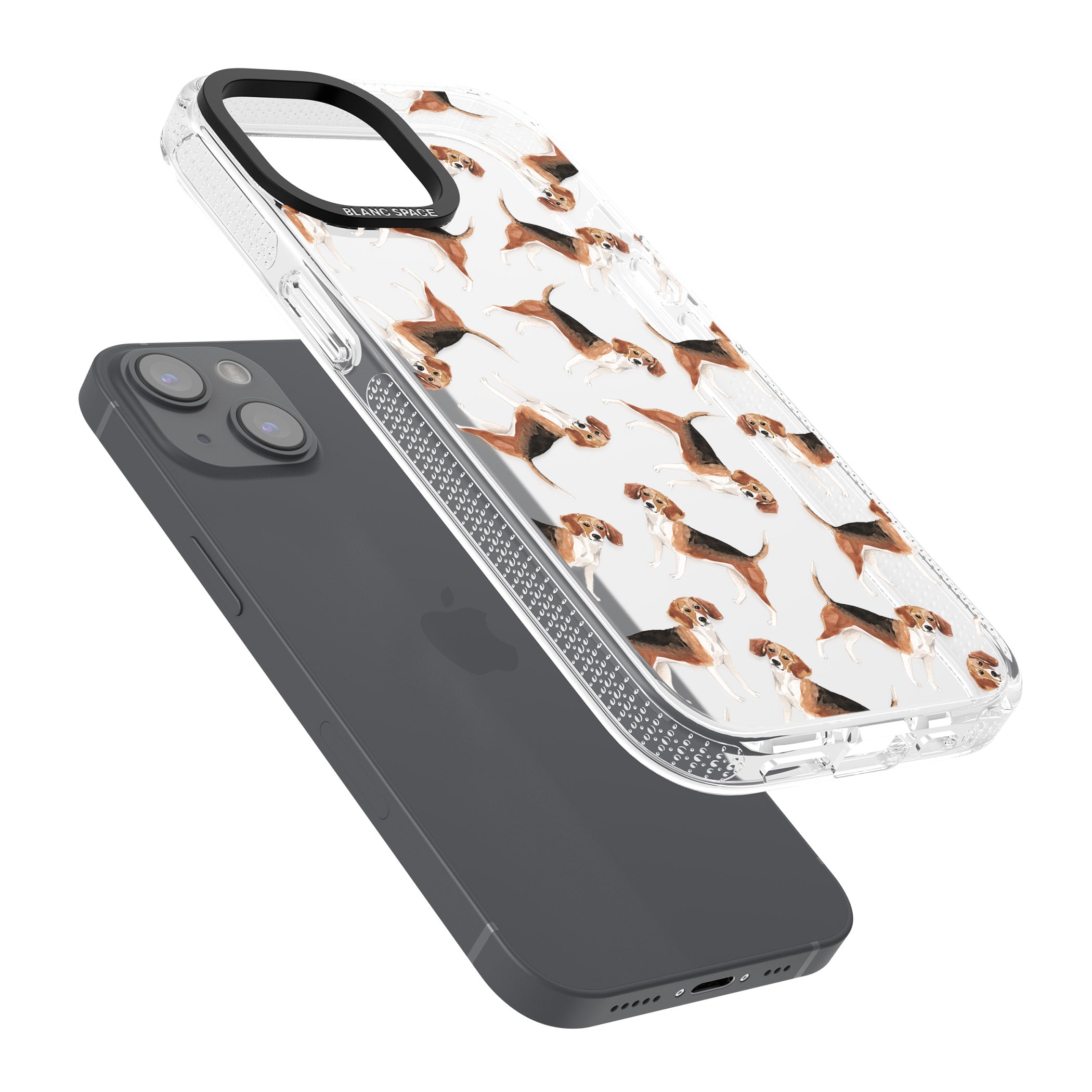 Beagle Watercolour Dog Pattern iPhone 15 / 14 / 13 Clear Case Impact Air - Blanc Space