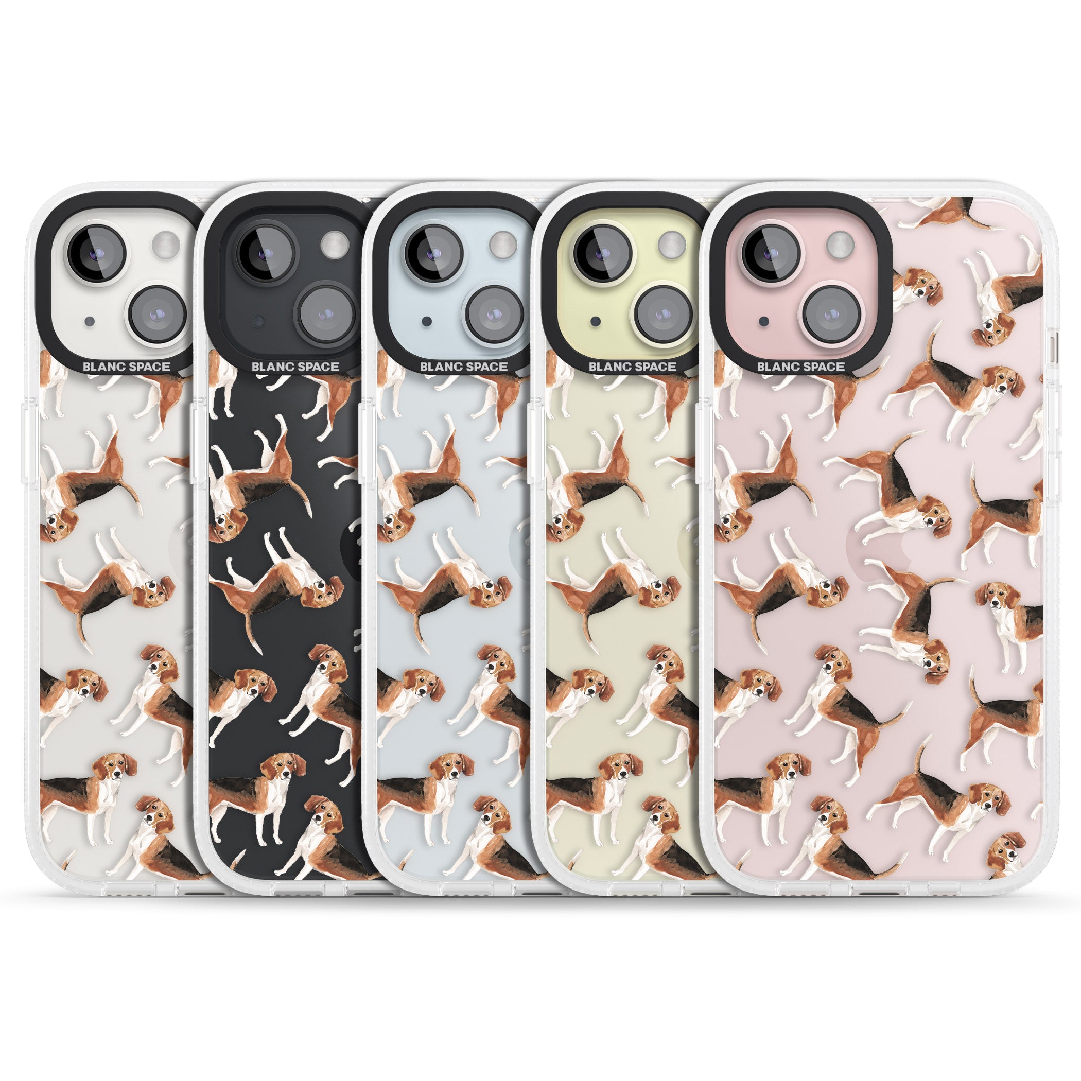 Beagle Watercolour Dog Pattern iPhone 15 / 14 / 13 Clear Case Impact Air - Blanc Space