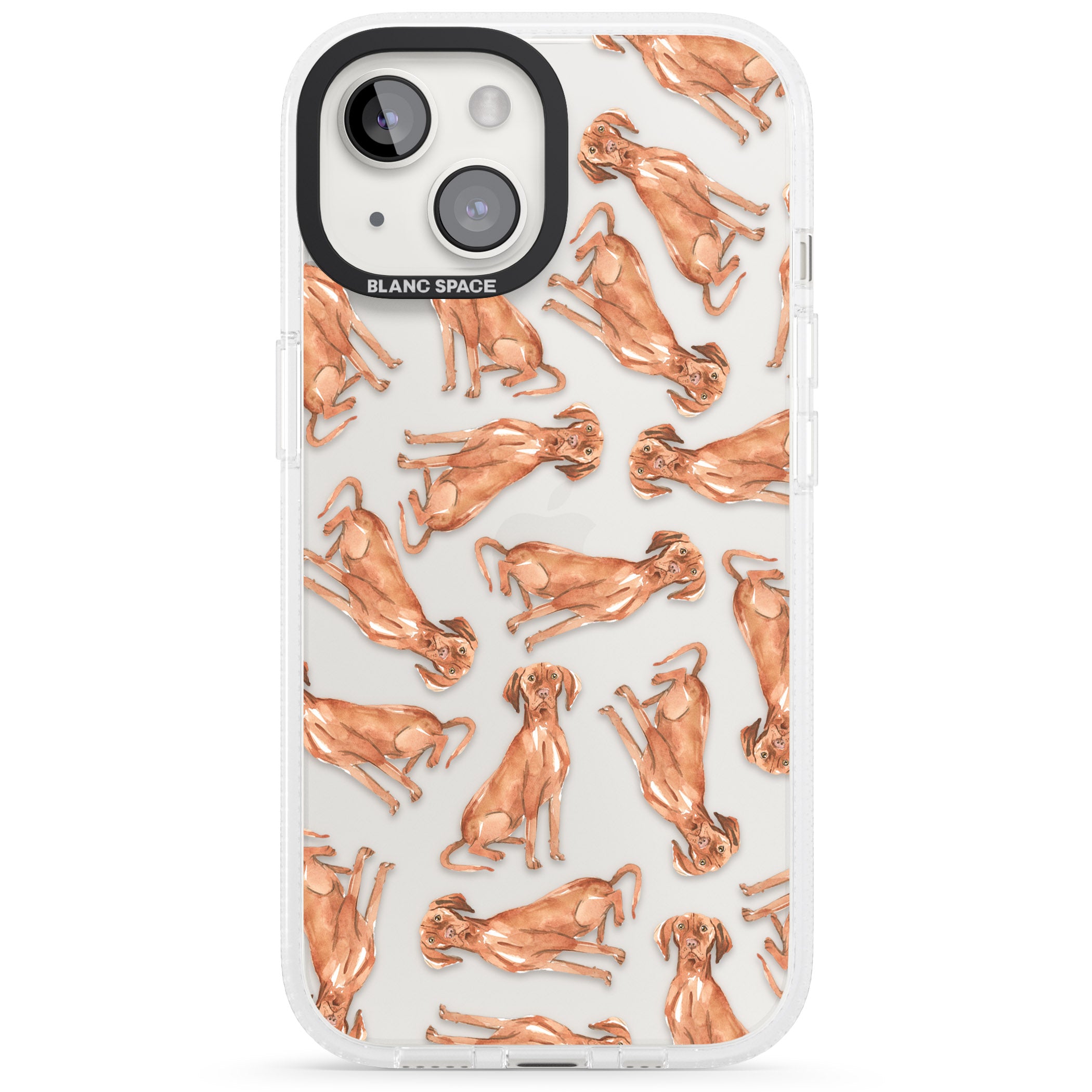 Hungarian Vizsla Watercolour Dog Pattern iPhone 15 / 14 / 13 Clear Case Impact Air - Blanc Space