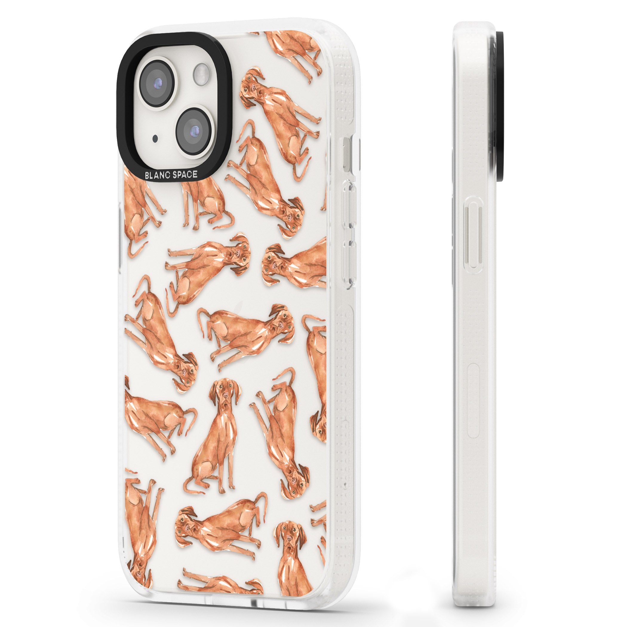 Hungarian Vizsla Watercolour Dog Pattern iPhone 15 / 14 / 13 Clear Case Impact Air - Blanc Space