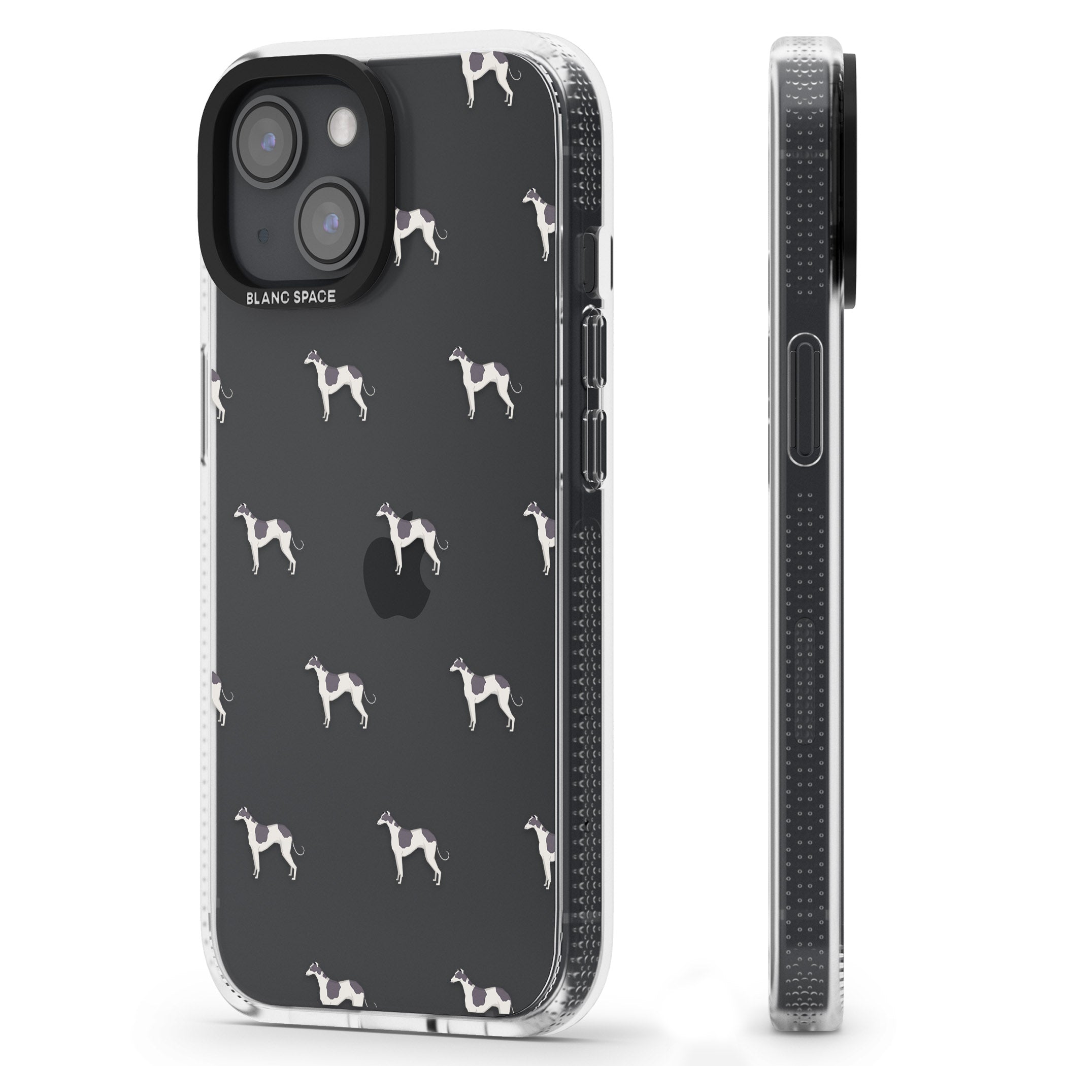Greyhound Dog Pattern Clear iPhone 15 / 14 / 13 Clear Case Impact Air - Blanc Space