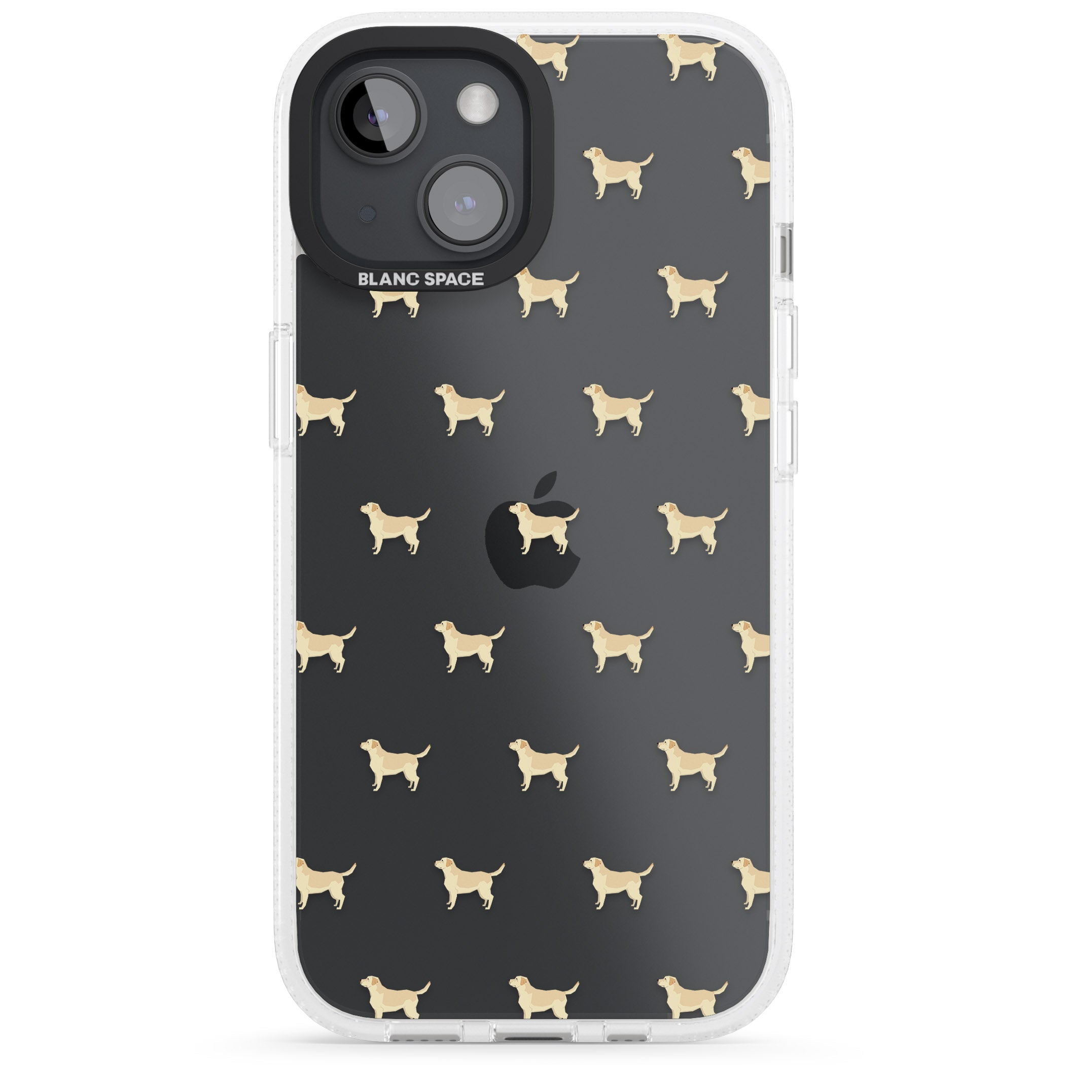 Tan Labrador Dog Pattern Clear iPhone 15 / 14 / 13 Clear Case Impact Air - Blanc Space