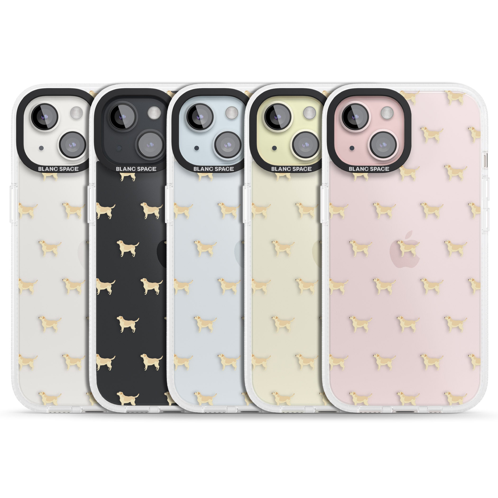 Tan Labrador Dog Pattern Clear iPhone 15 / 14 / 13 Clear Case Impact Air - Blanc Space