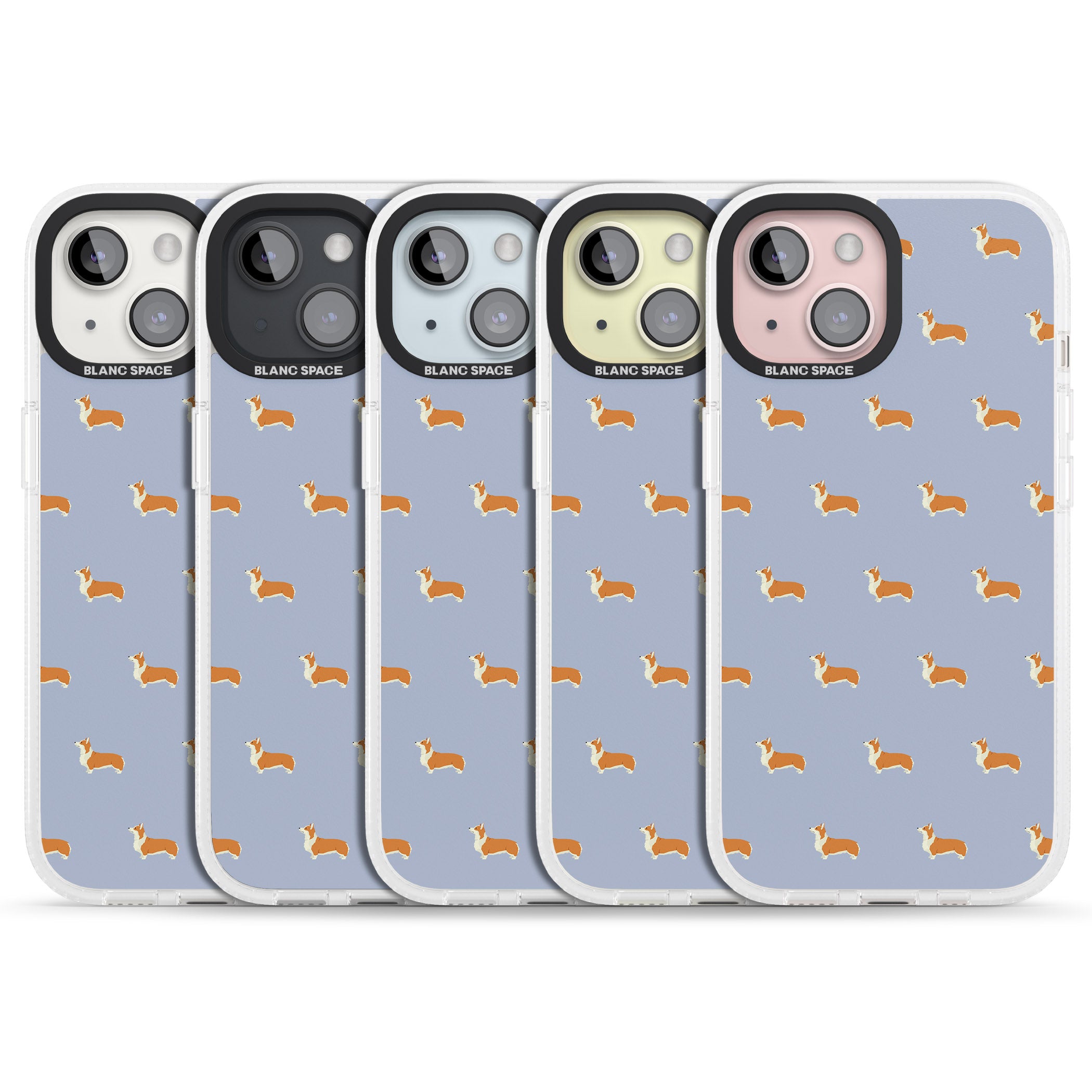 Pembroke Welsh Corgi Dog Pattern iPhone 15 / 14 / 13 Clear Case Impact Air - Blanc Space