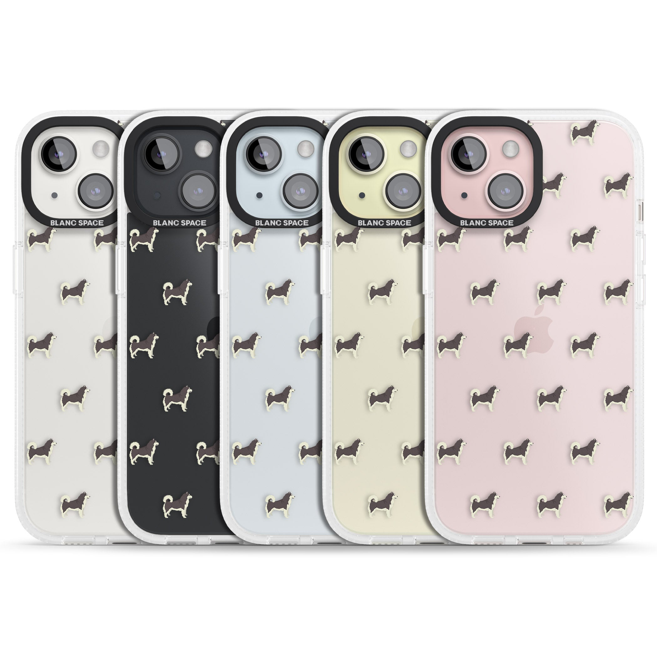 Alaskan Malamute Dog Pattern Clear iPhone 15 / 14 / 13 Clear Case Impact Air - Blanc Space