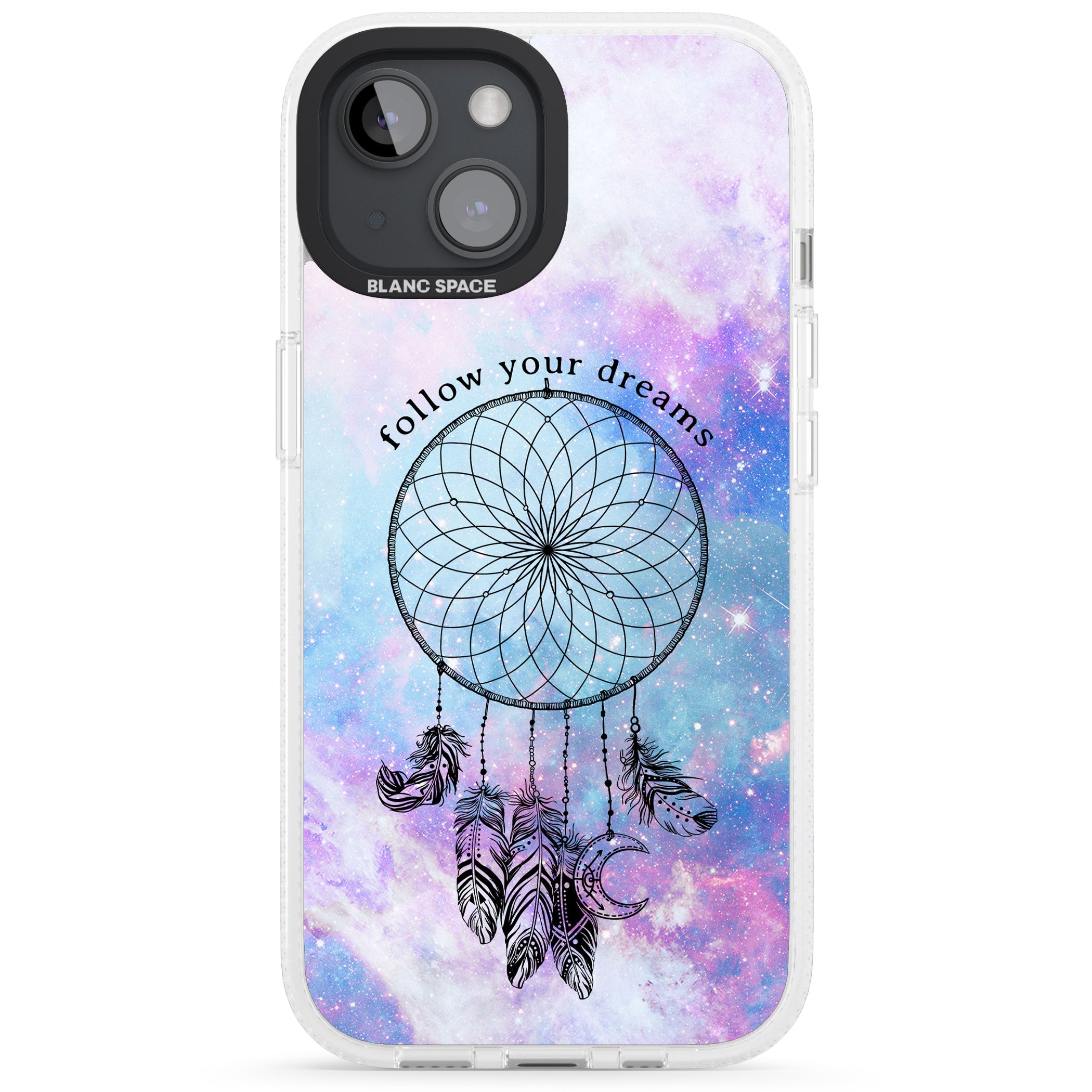 Simple Galaxy Pattern Dreamcatcher iPhone 15 / 14 / 13 Clear Case Impact Air - Blanc Space