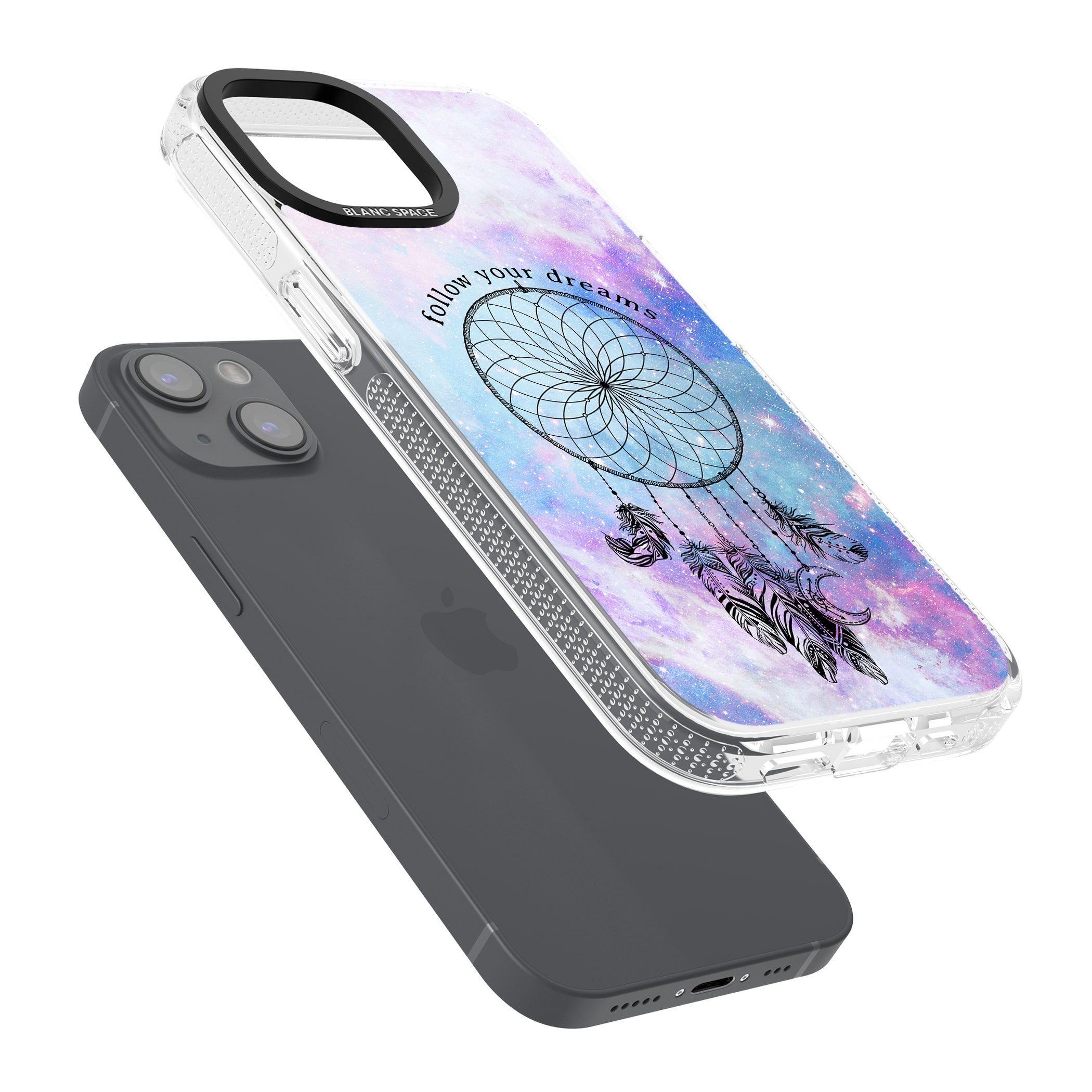 Simple Galaxy Pattern Dreamcatcher iPhone 15 / 14 / 13 Clear Case Impact Air - Blanc Space