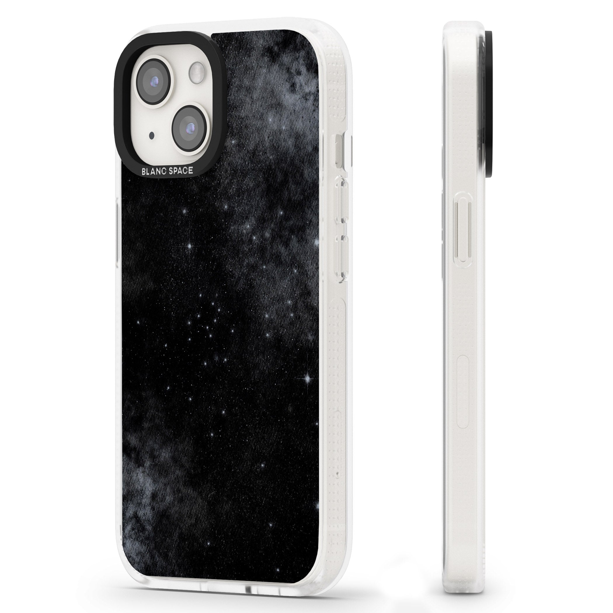 Night Sky Galaxies: Shimmering Stars iPhone 15 / 14 / 13 Clear Case Impact Air - Blanc Space