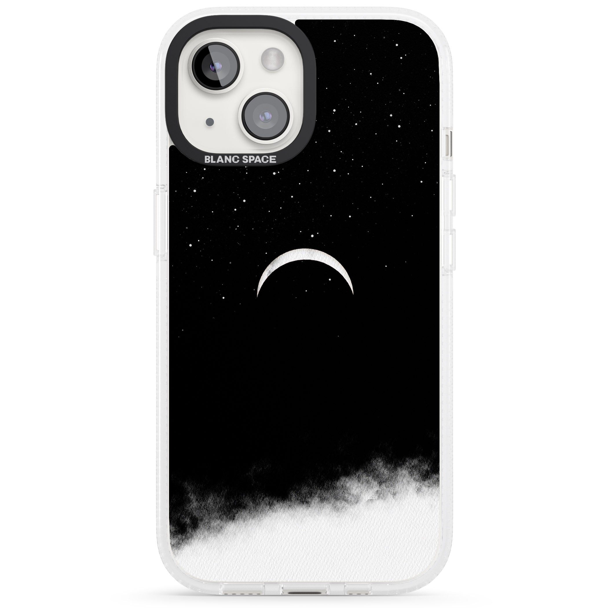 Upside Down Crescent Moon iPhone 15 / 14 / 13 Clear Case Impact Air - Blanc Space
