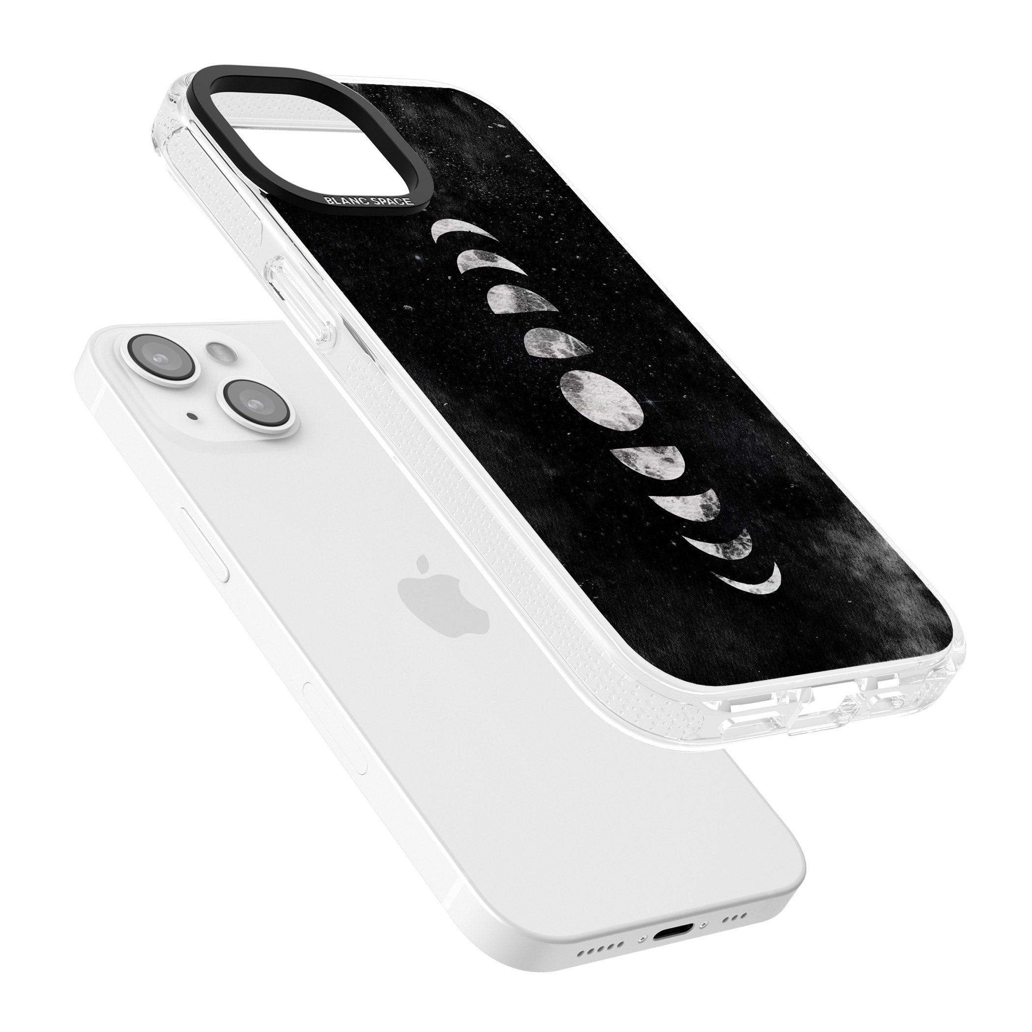 Watercolour Moon Phases iPhone 15 / 14 / 13 Clear Case Impact Air - Blanc Space