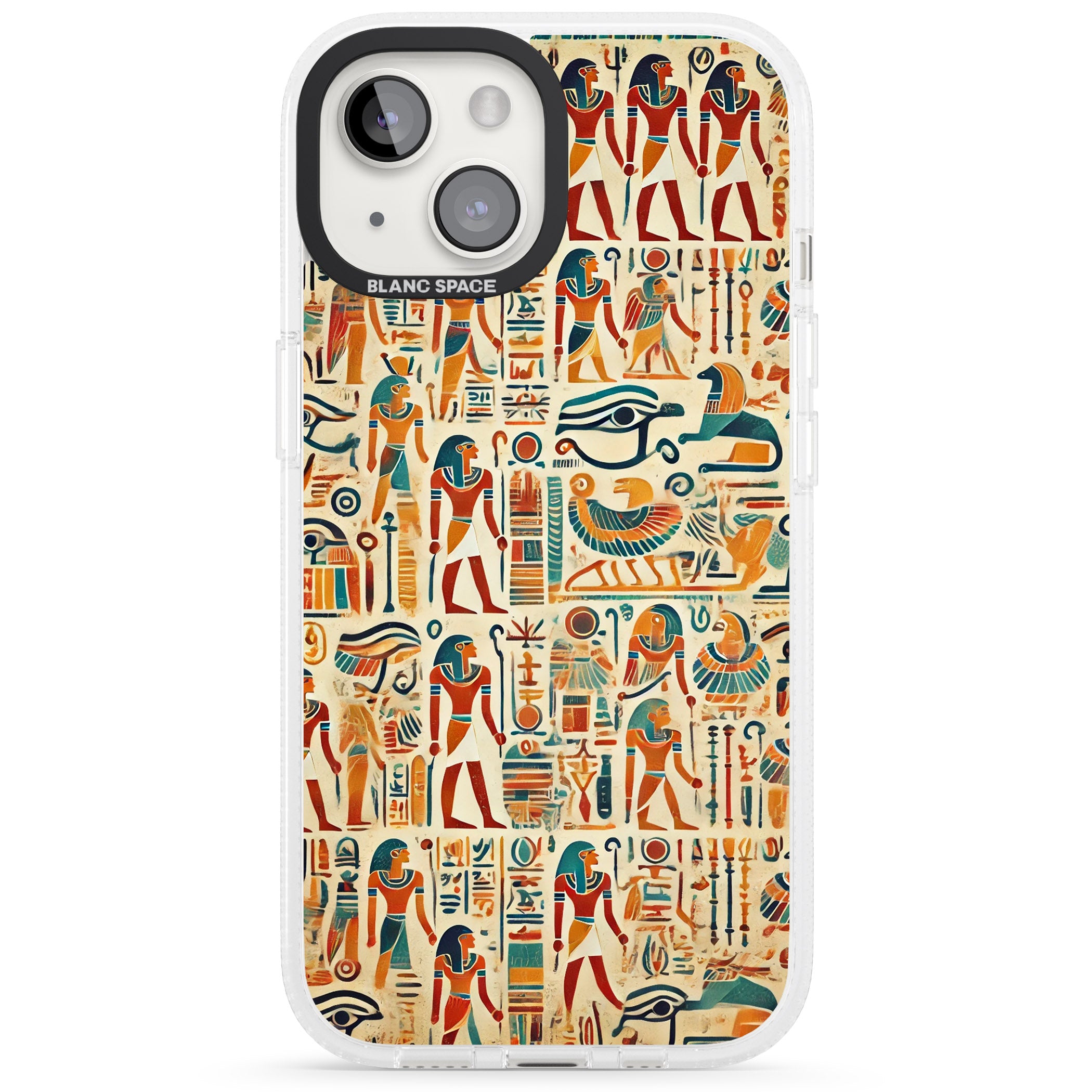 Egyptian Heiroglyphics iPhone 15 / 14 / 13 Clear Case Impact Air - Blanc Space