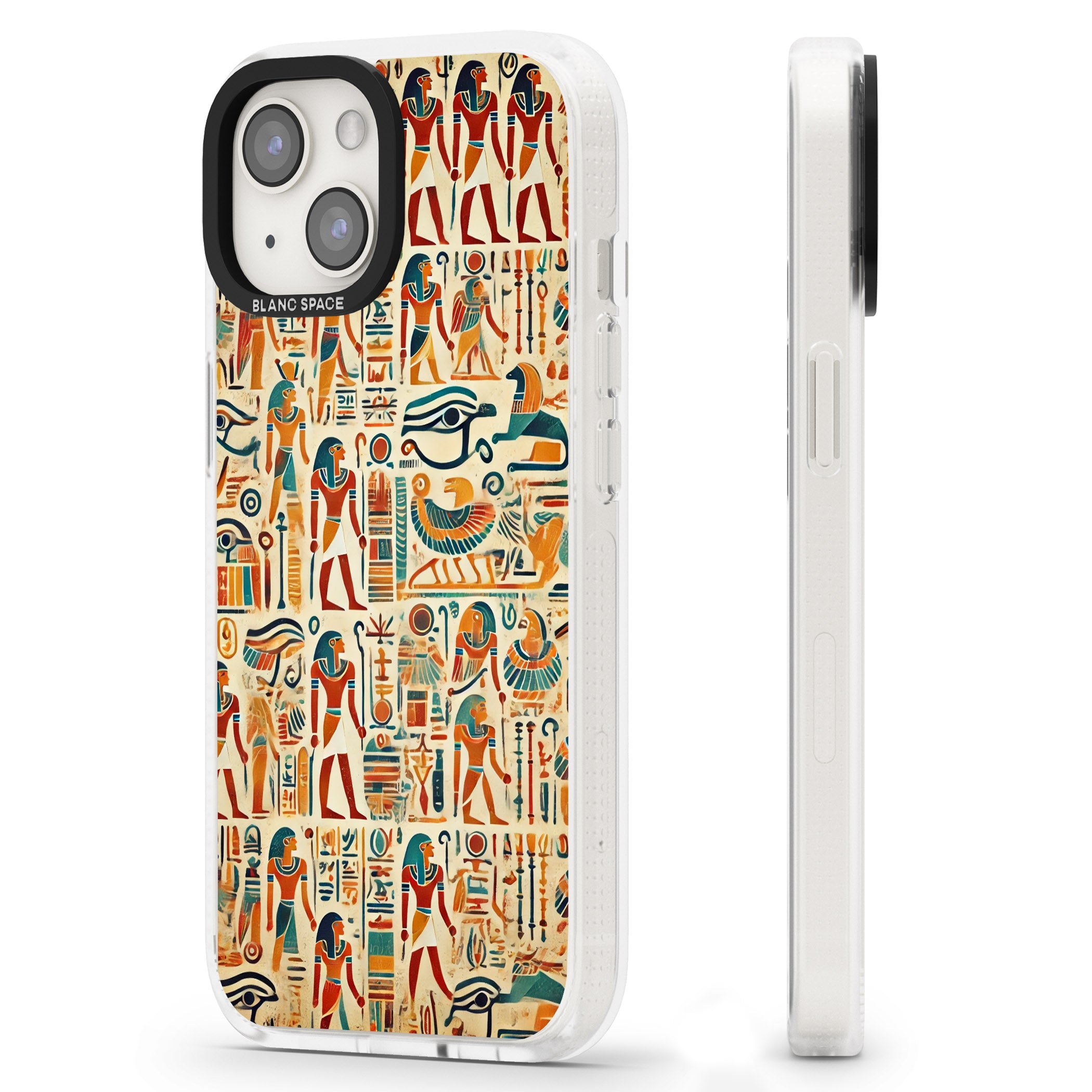 Egyptian Heiroglyphics iPhone 15 / 14 / 13 Clear Case Impact Air - Blanc Space