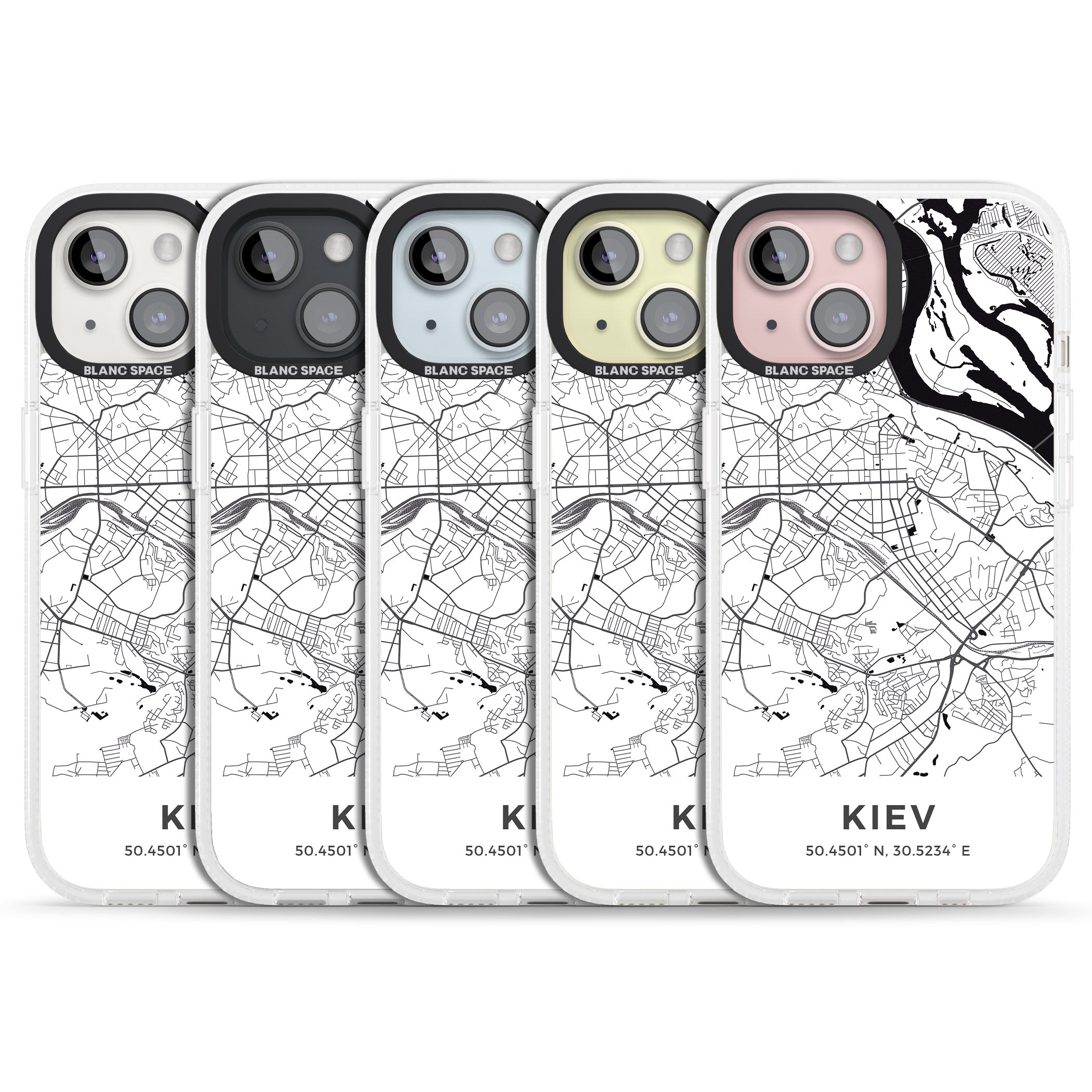 Map of Kiev, Ukraine iPhone 15 / 14 / 13 Clear Case Impact Air - Blanc Space