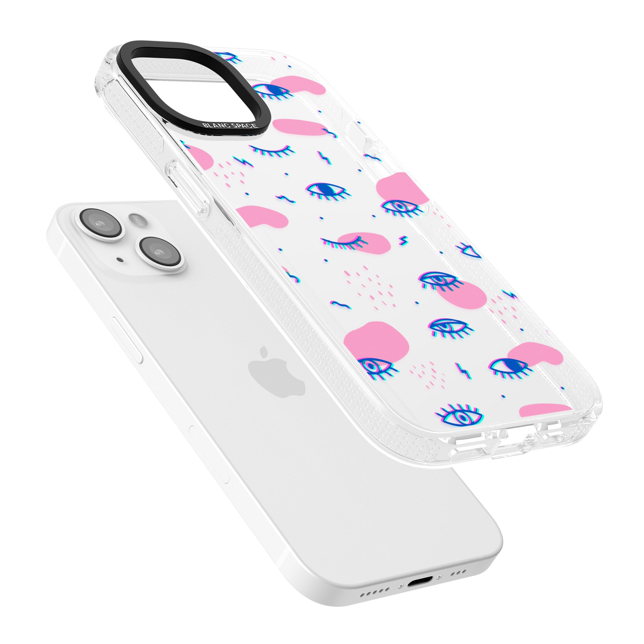 Pink Eye Blotches iPhone 15 / 14 / 13 Clear Case Impact Air - Blanc Space
