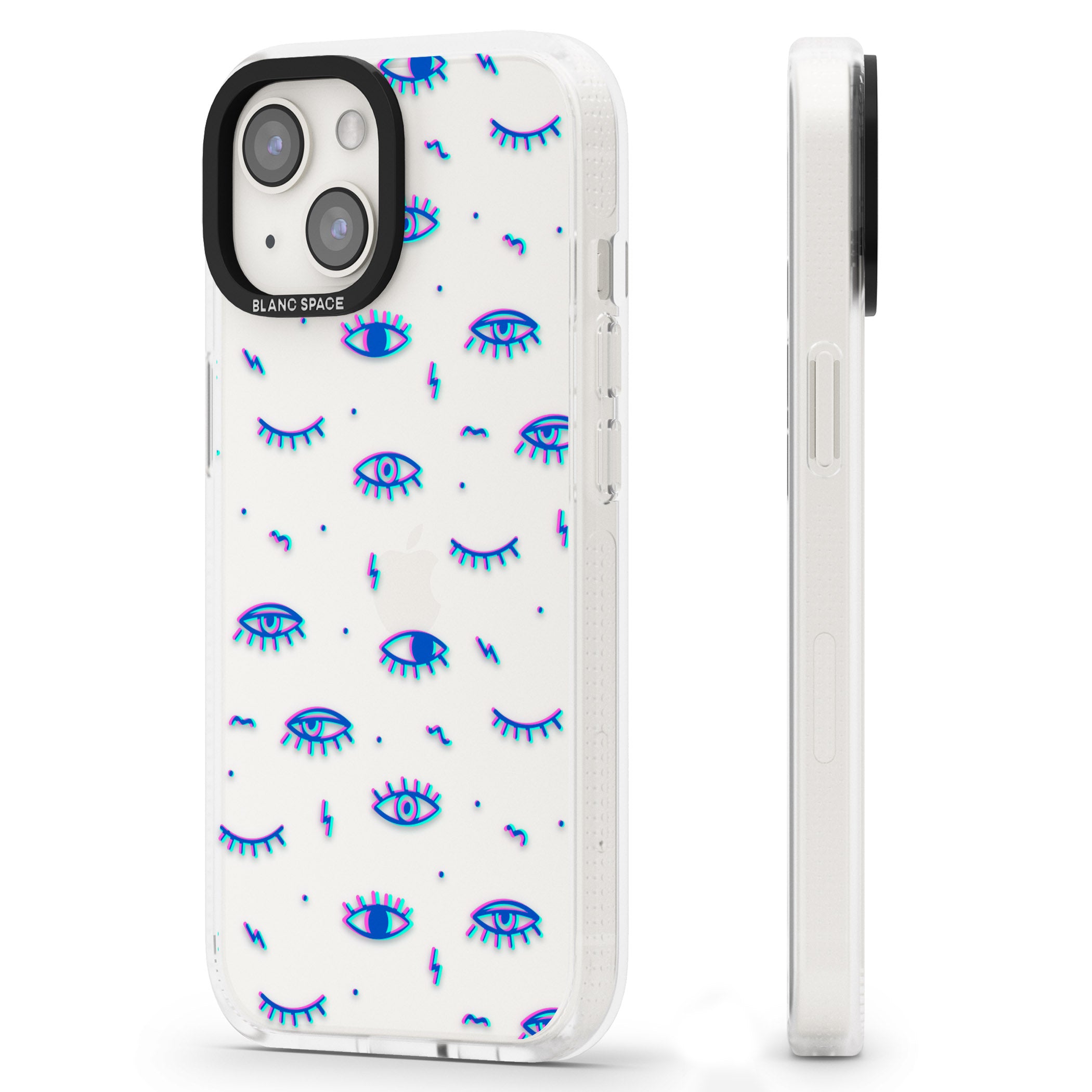 Duotone Psychedelic Eyes iPhone 15 / 14 / 13 Clear Case Impact Air - Blanc Space