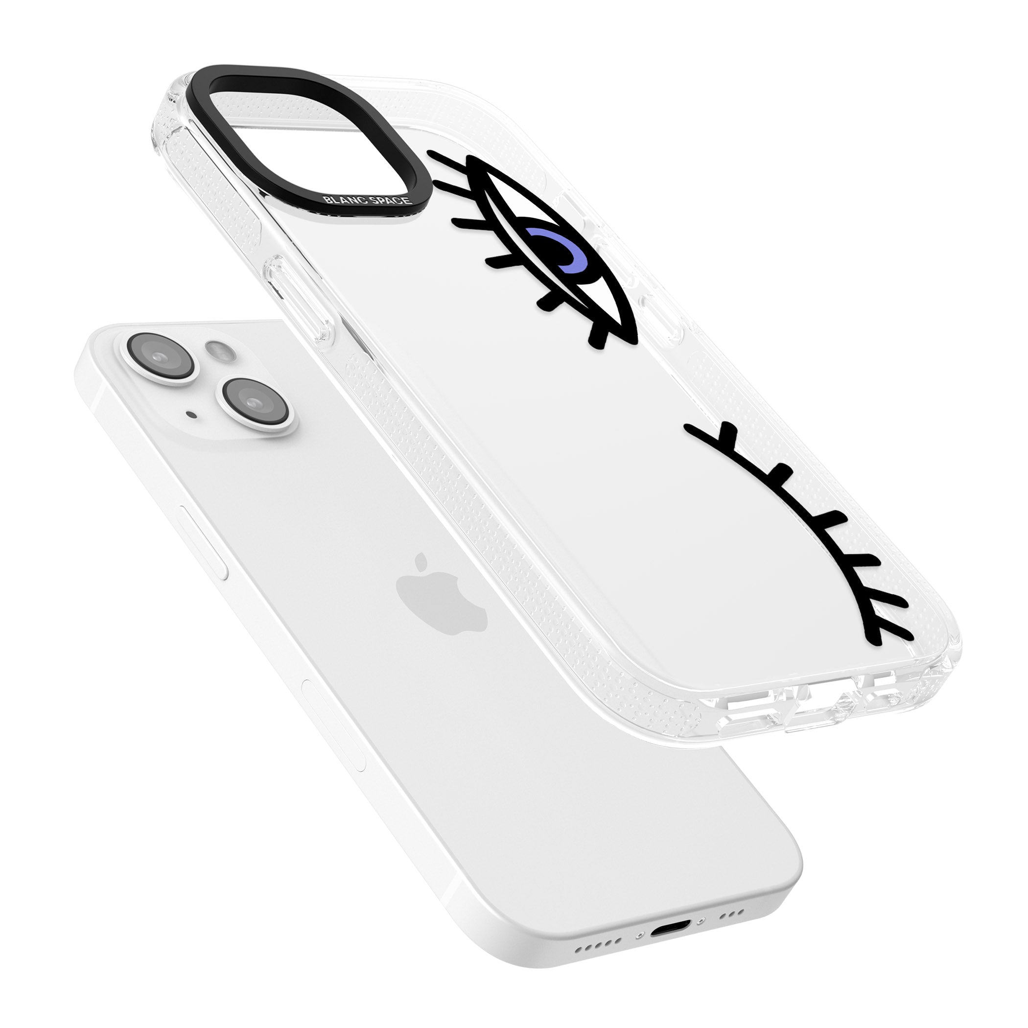 Winking Eyes Transparent Pattern iPhone 15 / 14 / 13 Clear Case Impact Air - Blanc Space