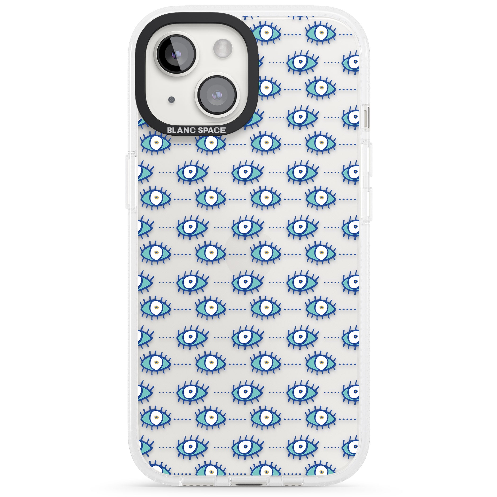 Crazy Eyes (Clear) Psychedelic Eyes Pattern iPhone 15 / 14 / 13 Clear Case Impact Air - Blanc Space