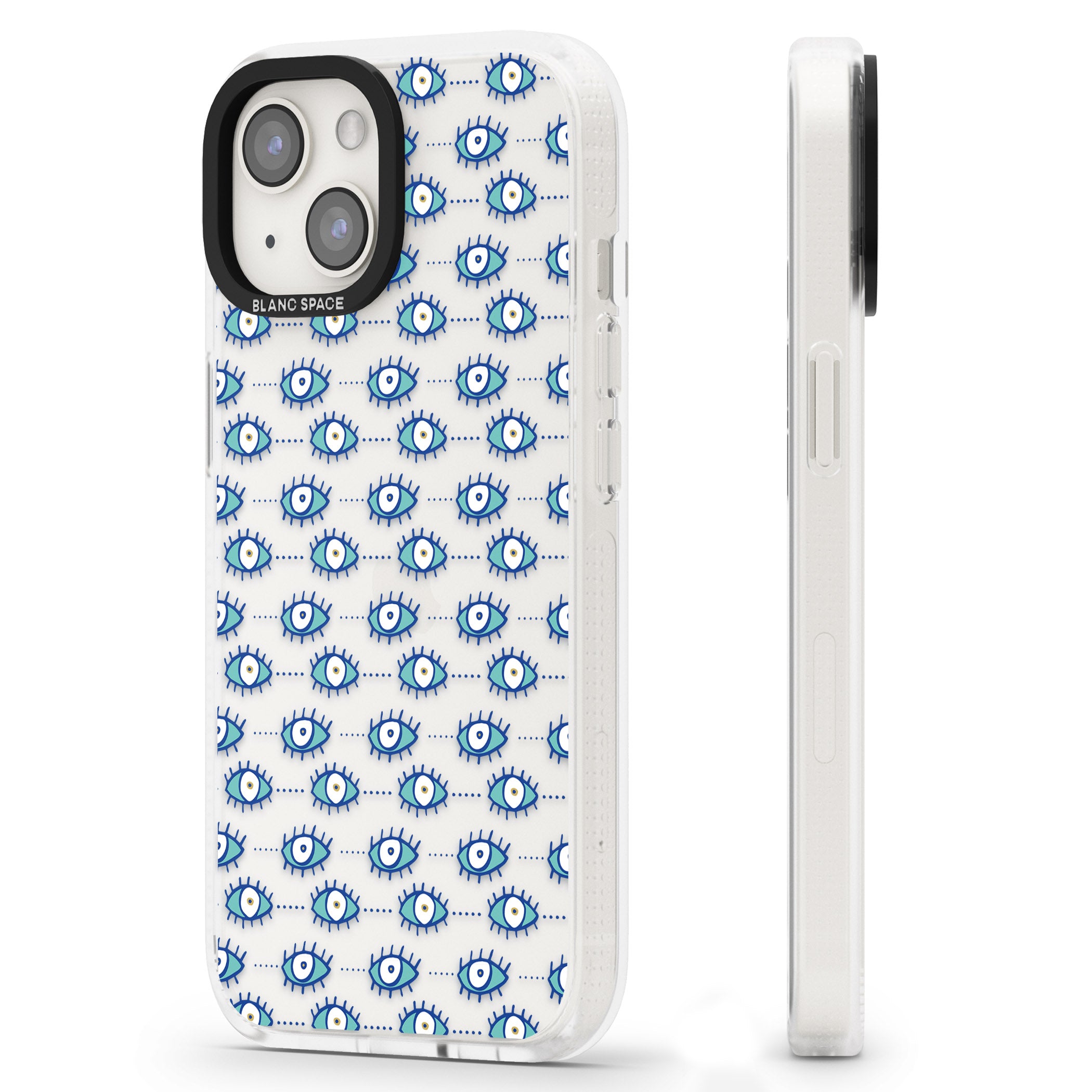 Crazy Eyes (Clear) Psychedelic Eyes Pattern iPhone 15 / 14 / 13 Clear Case Impact Air - Blanc Space