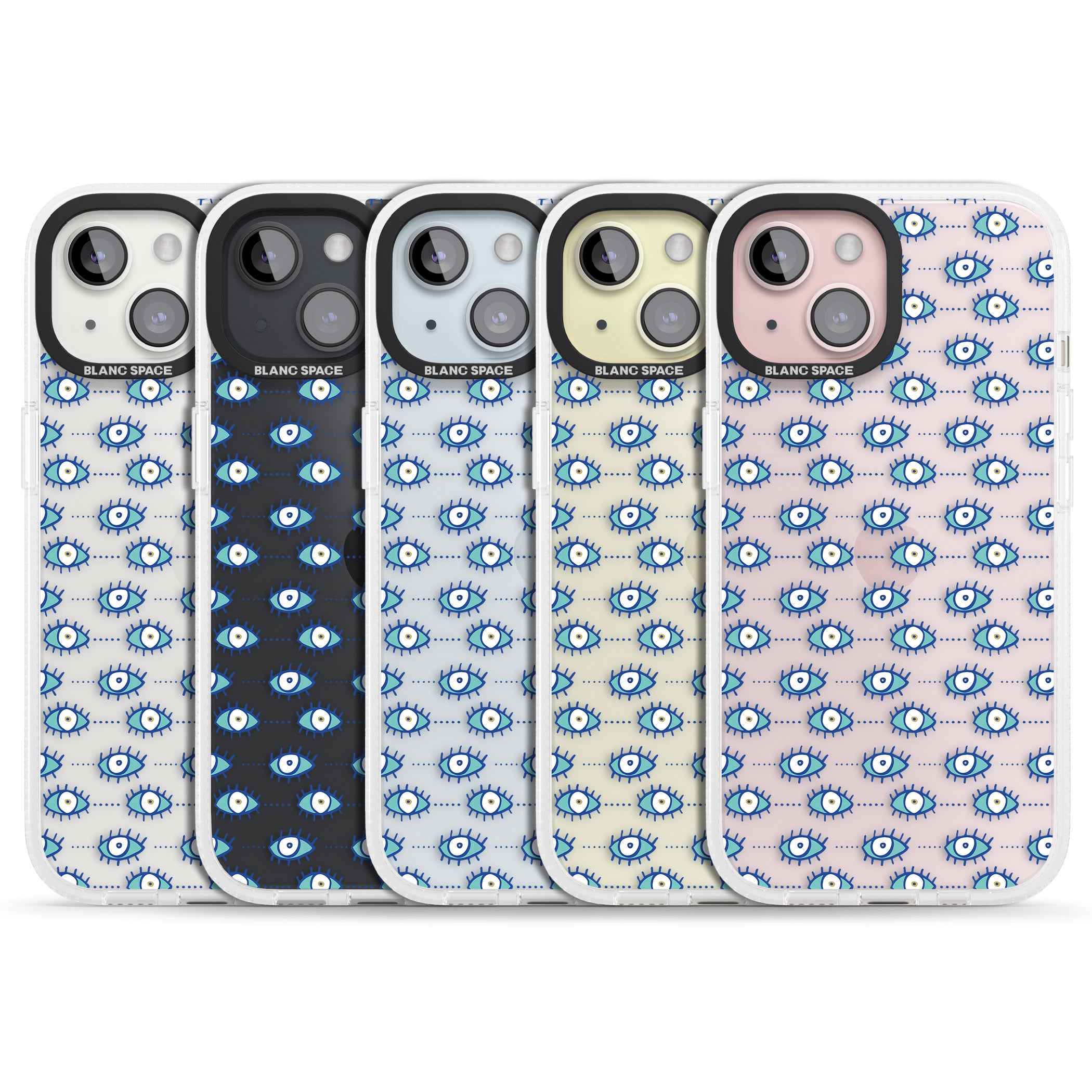 Crazy Eyes (Clear) Psychedelic Eyes Pattern iPhone 15 / 14 / 13 Clear Case Impact Air - Blanc Space