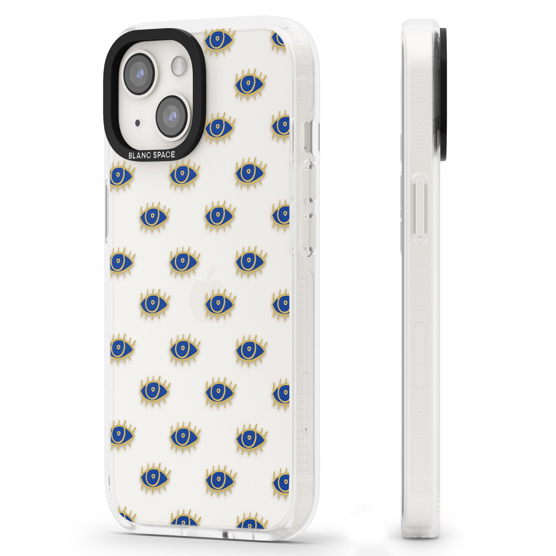 Gold Eyes (Clear) Psychedelic Eyes Pattern iPhone 15 / 14 / 13 Clear Case Impact Air - Blanc Space
