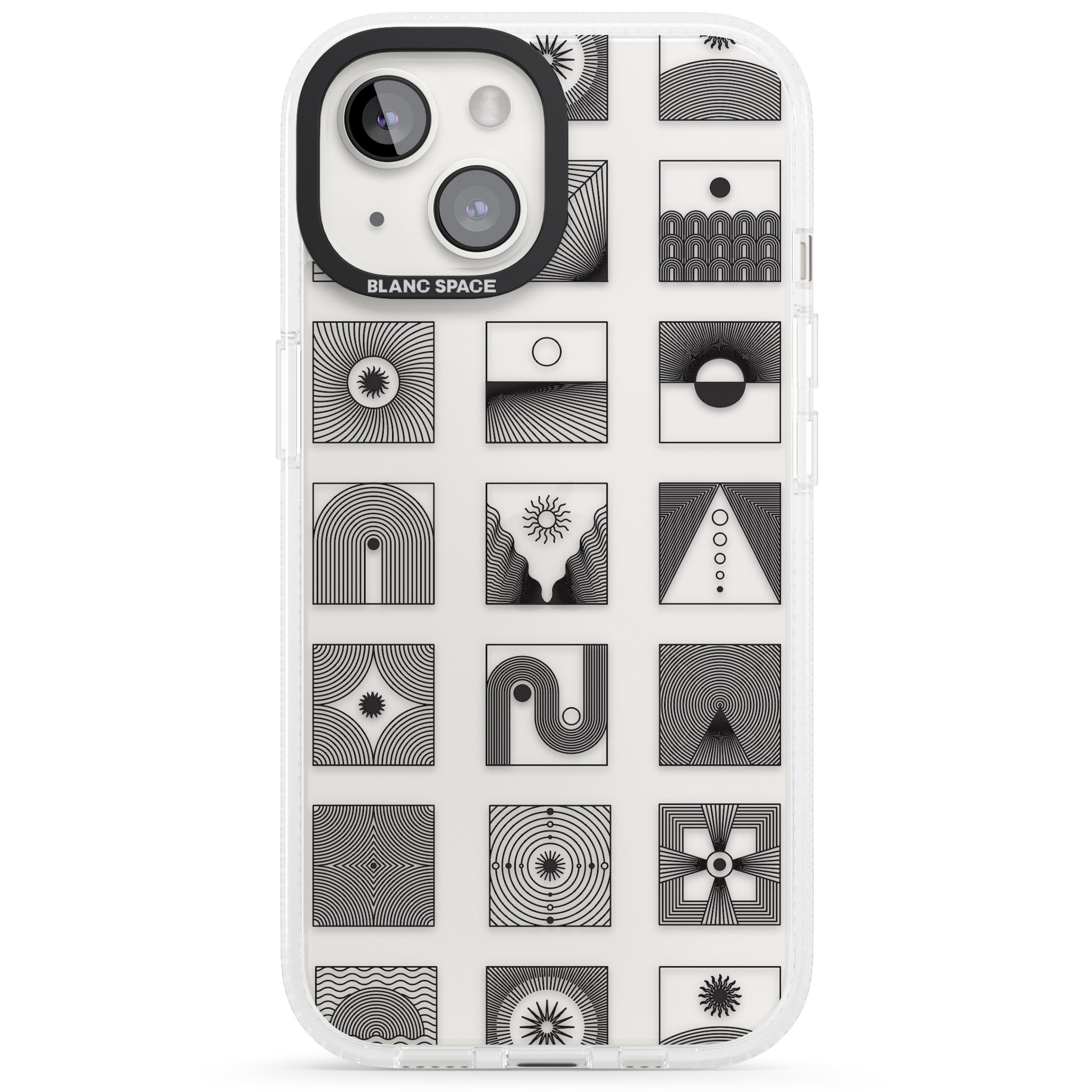 Abstract Lines: Mixed Pattern #1 iPhone 15 / 14 / 13 Clear Case Impact Air - Blanc Space