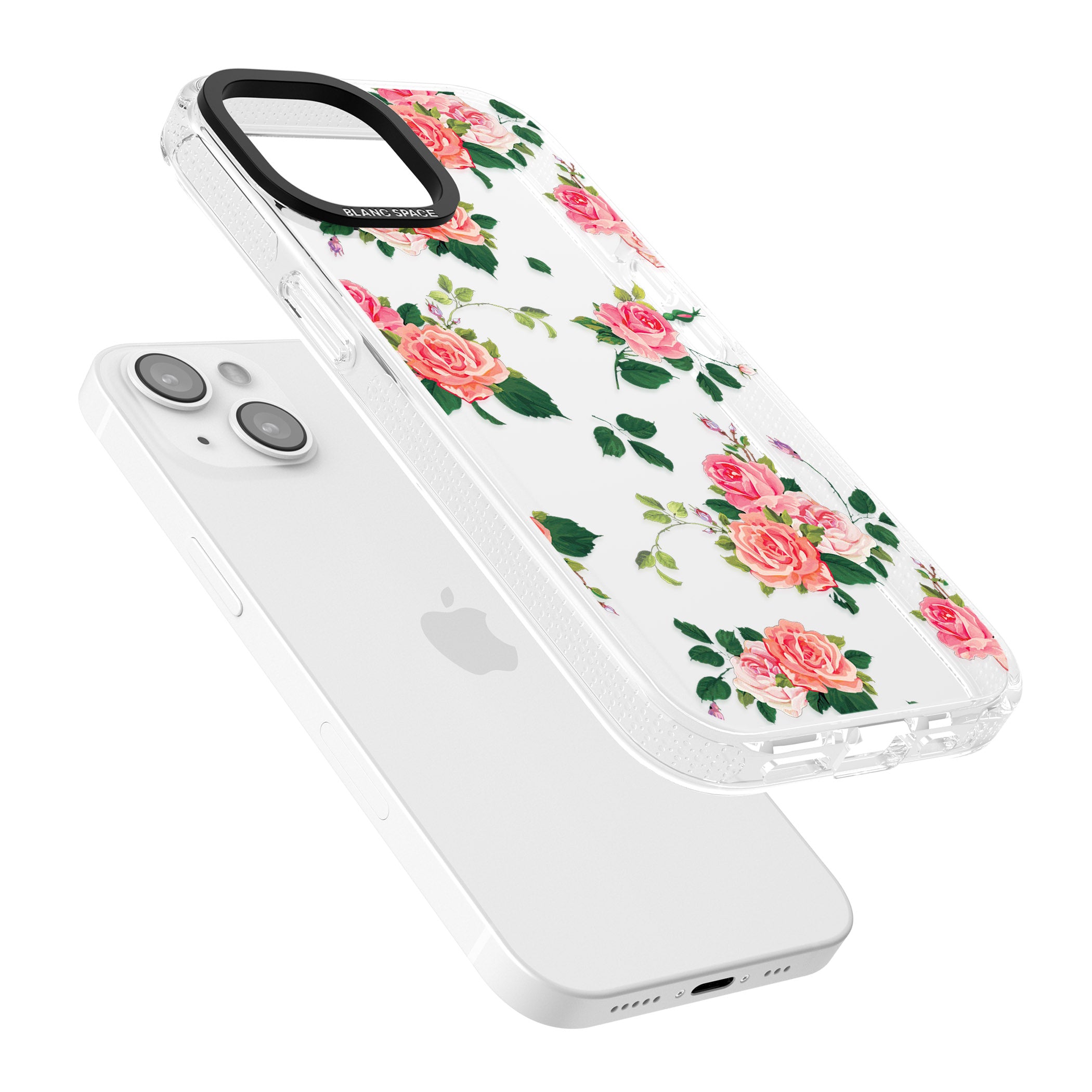 Pink Roses iPhone 15 / 14 / 13 Clear Case Impact Air - Blanc Space