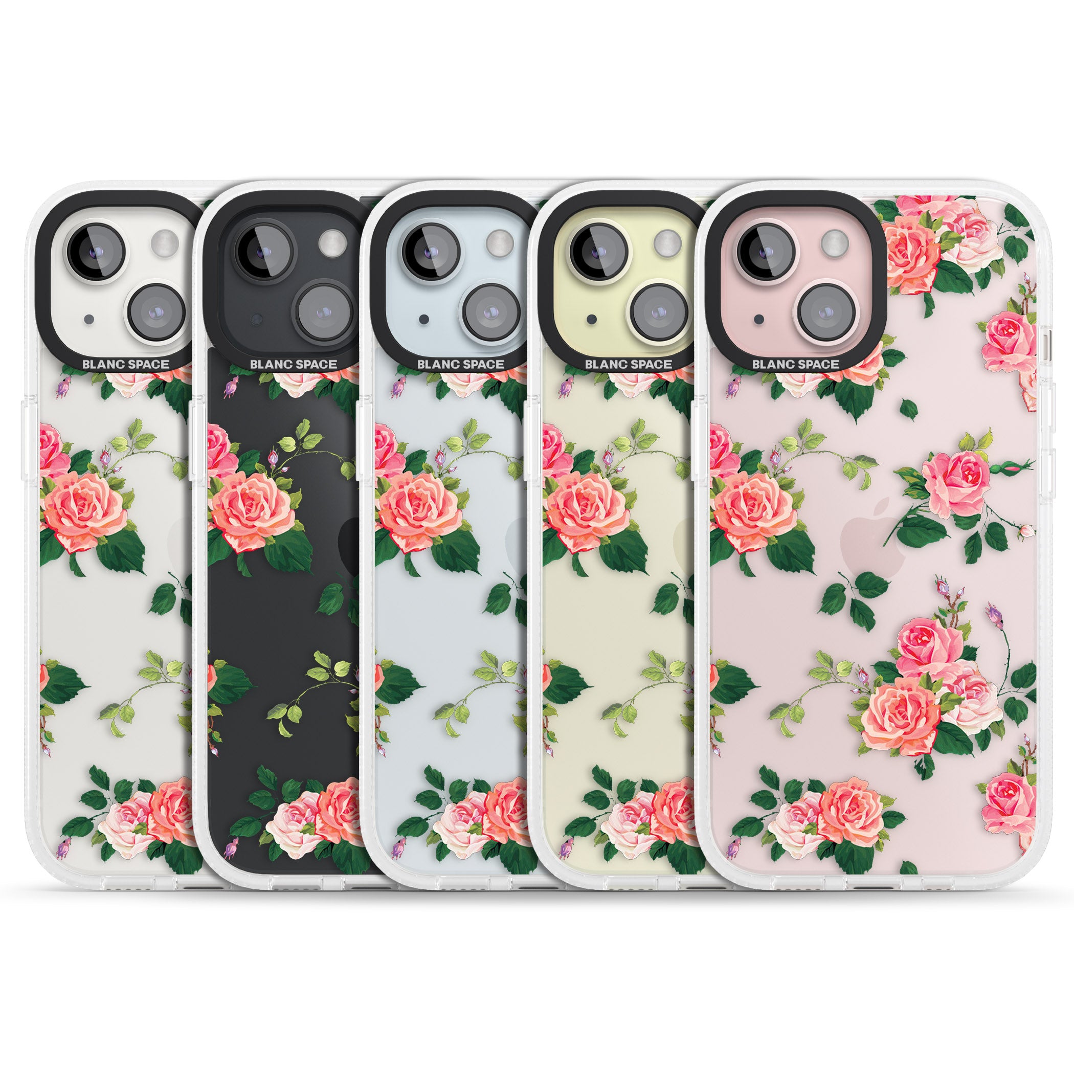 Pink Roses iPhone 15 / 14 / 13 Clear Case Impact Air - Blanc Space