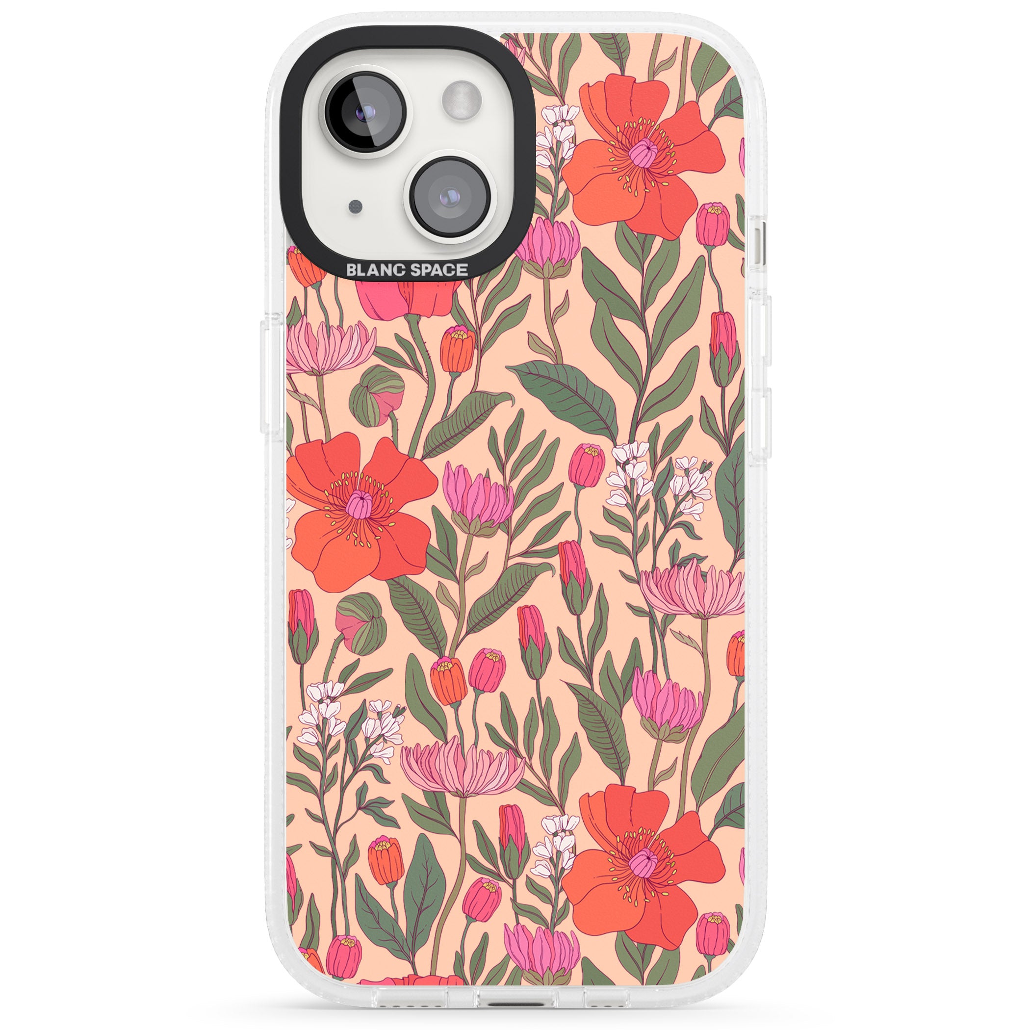 Peachy Floral - Background iPhone 15 / 14 / 13 Clear Case Impact Air - Blanc Space
