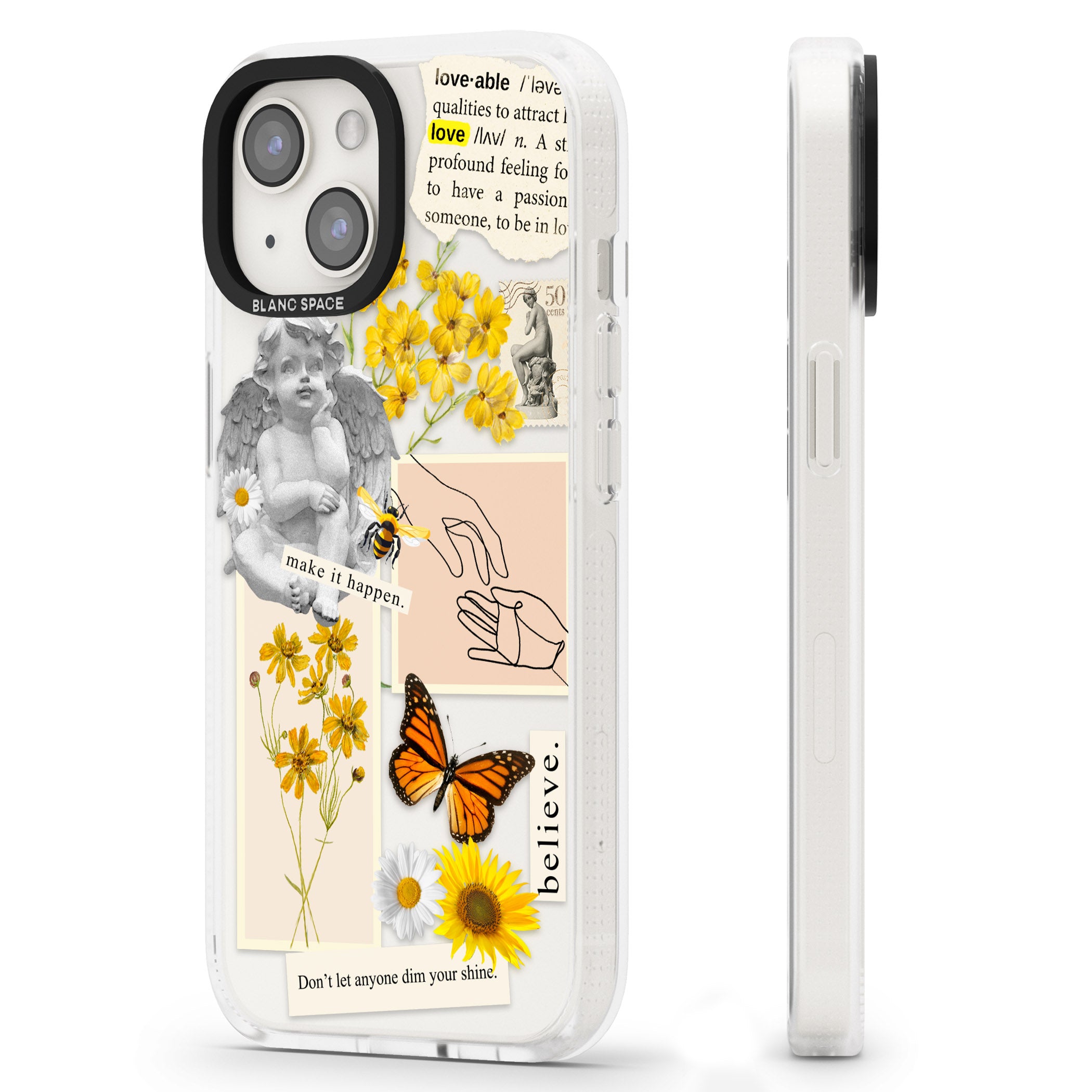 Vintage Wildflower Collage iPhone 15 / 14 / 13 Clear Case Impact Air - Blanc Space