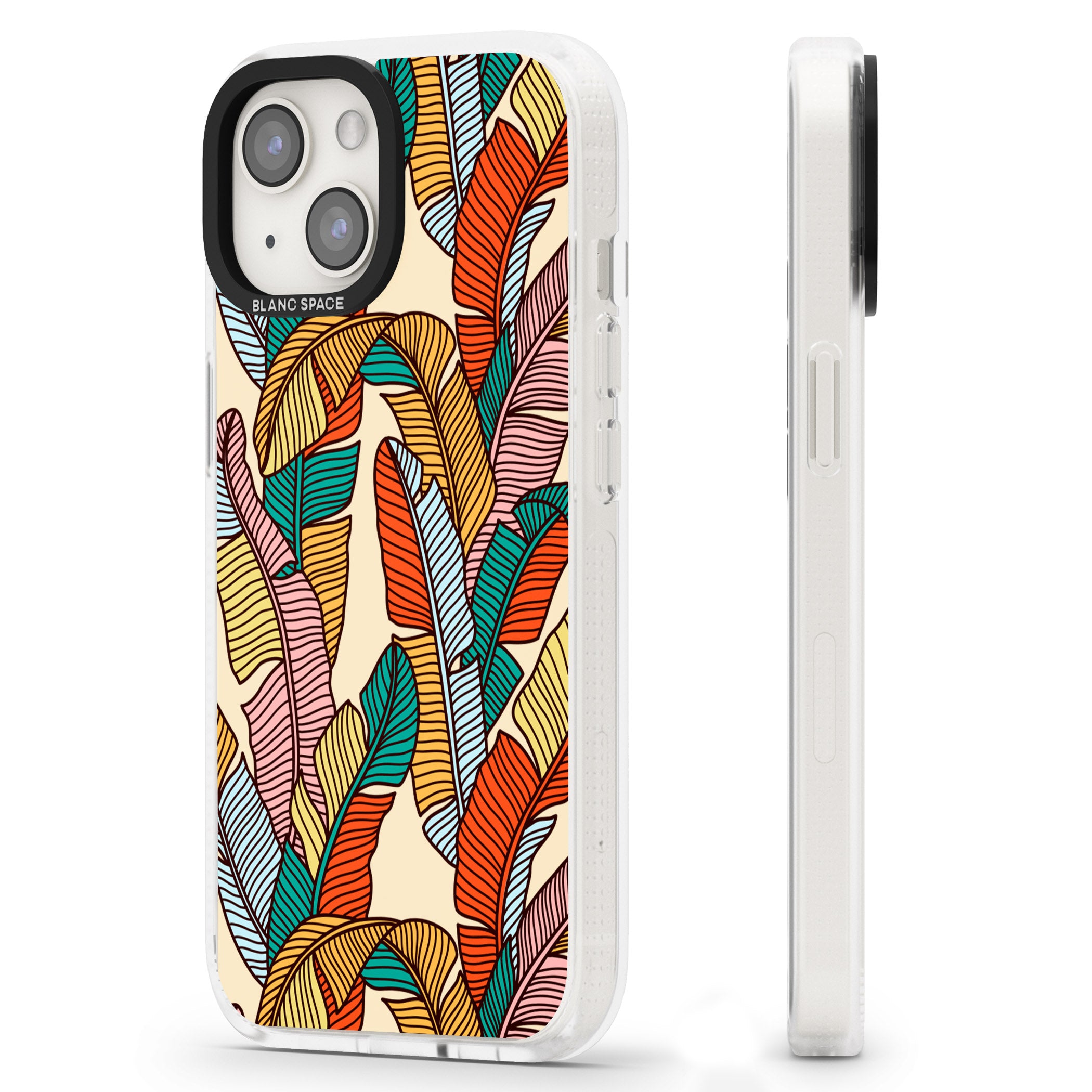 Pastel Palm Leaves iPhone 15 / 14 / 13 Clear Case Impact Air - Blanc Space