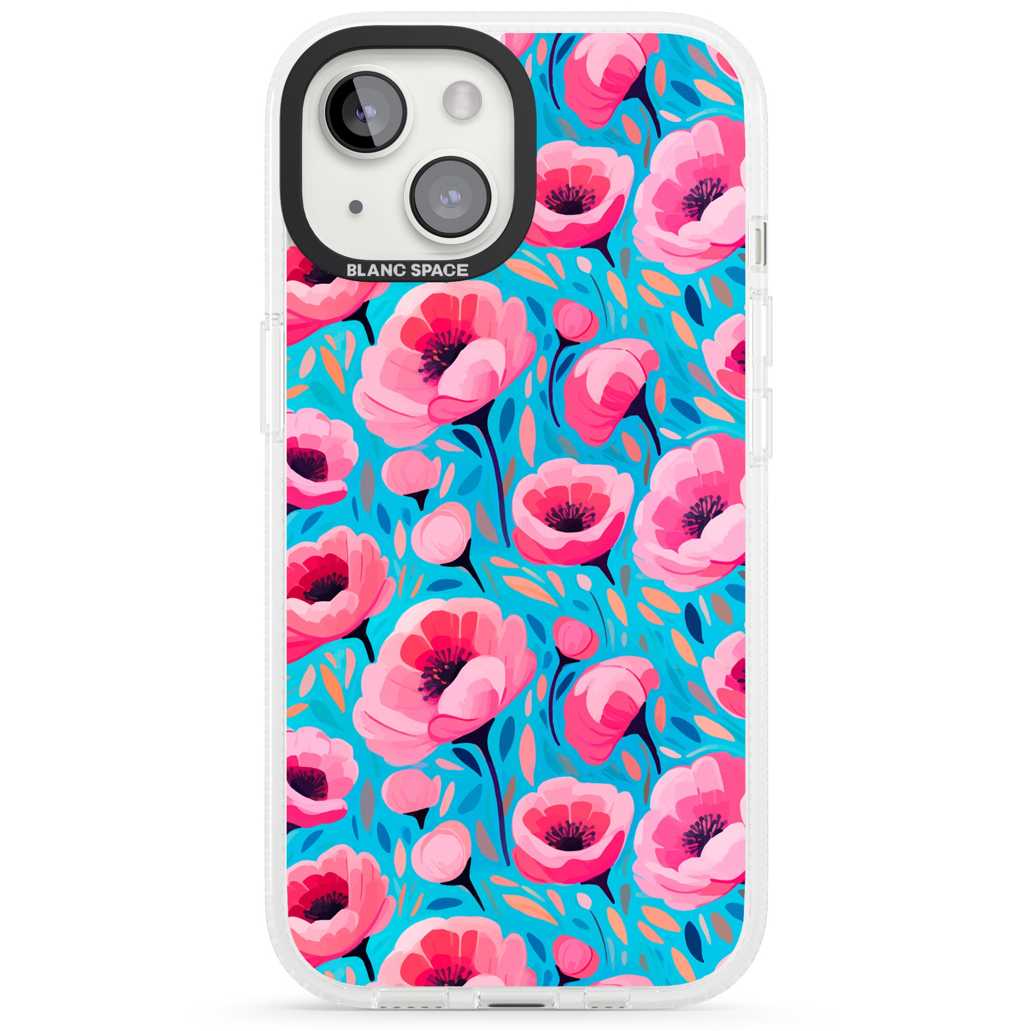 Tropical Pink Poppies iPhone 15 / 14 / 13 Clear Case Impact Air - Blanc Space