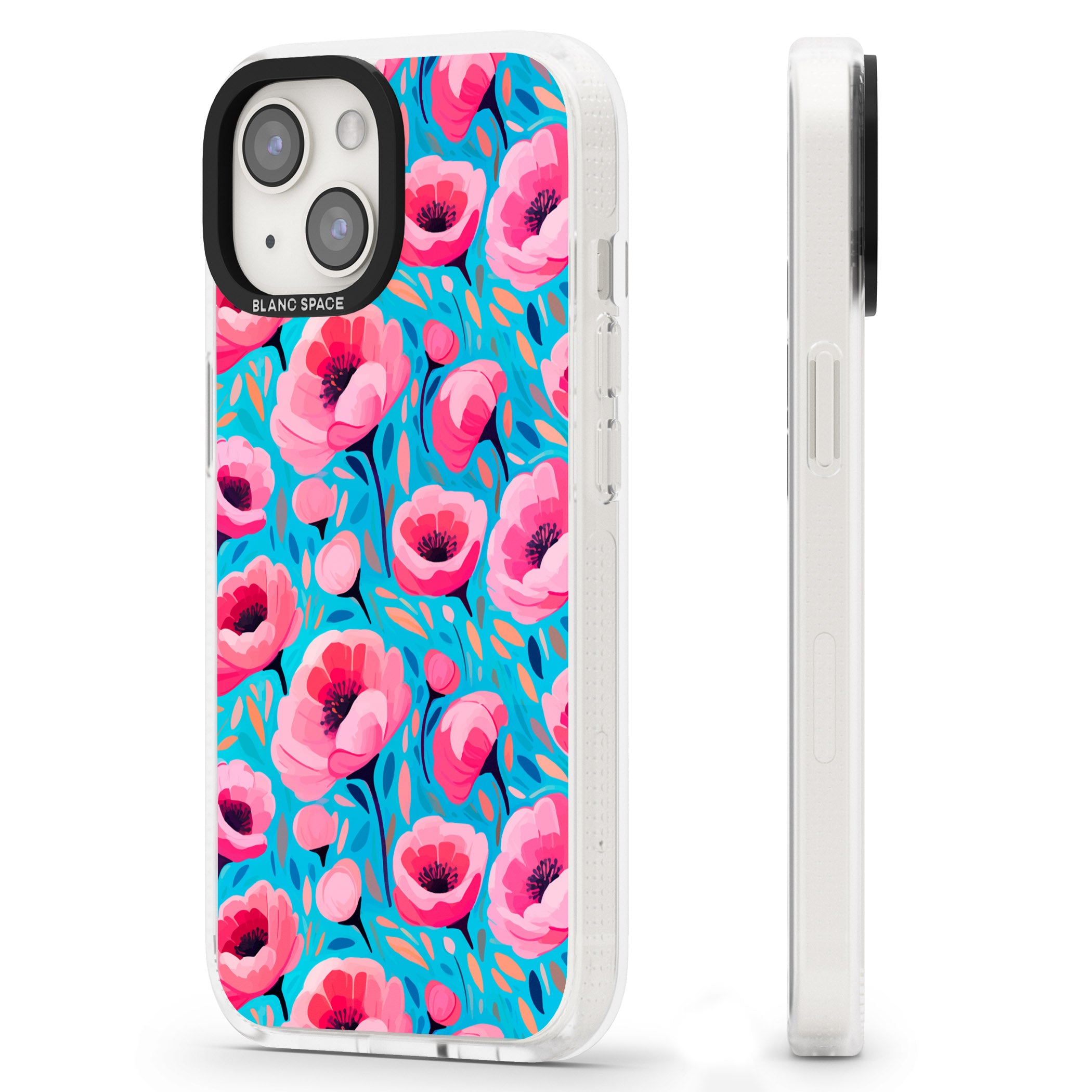Tropical Pink Poppies iPhone 15 / 14 / 13 Clear Case Impact Air - Blanc Space