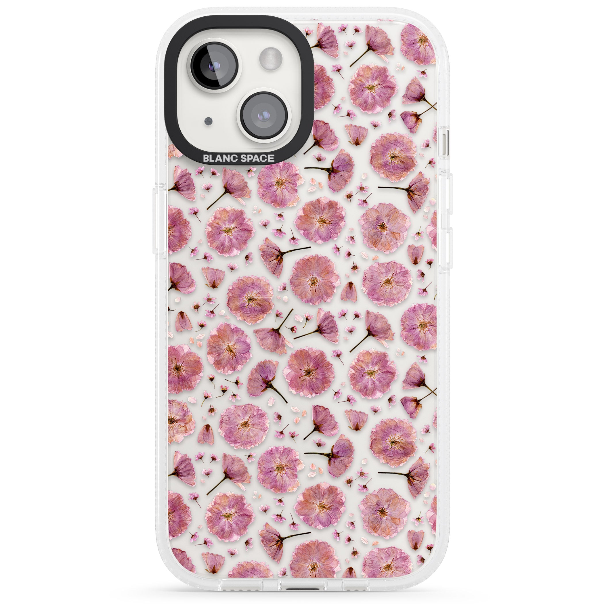 Pink Flowers & Blossoms Transparent Design iPhone 15 / 14 / 13 Clear Case Impact Air - Blanc Space