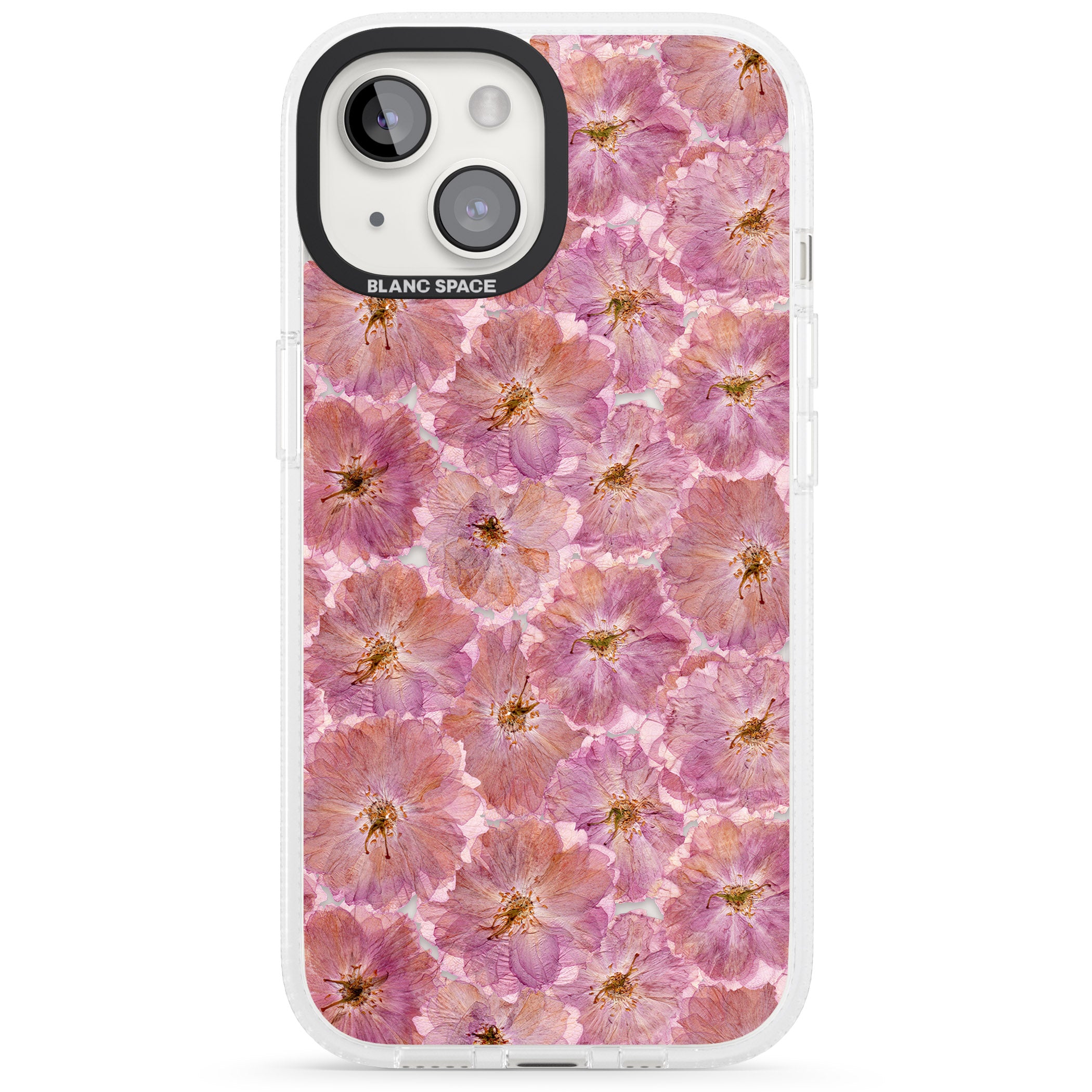 Large Pink Flowers Transparent Design iPhone 15 / 14 / 13 Clear Case Impact Air - Blanc Space