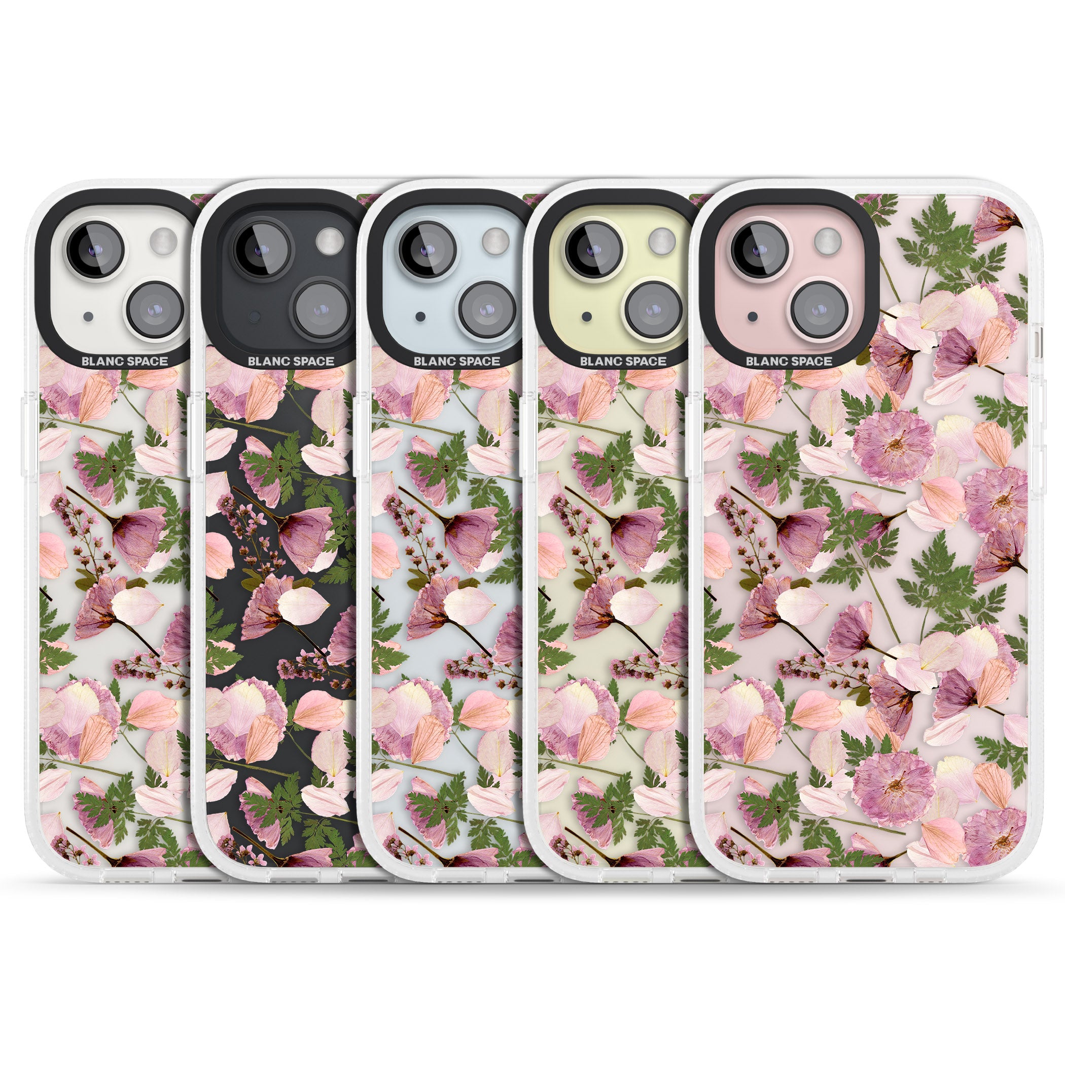 Leafy Floral Pattern Transparent Design iPhone 15 / 14 / 13 Clear Case Impact Air - Blanc Space