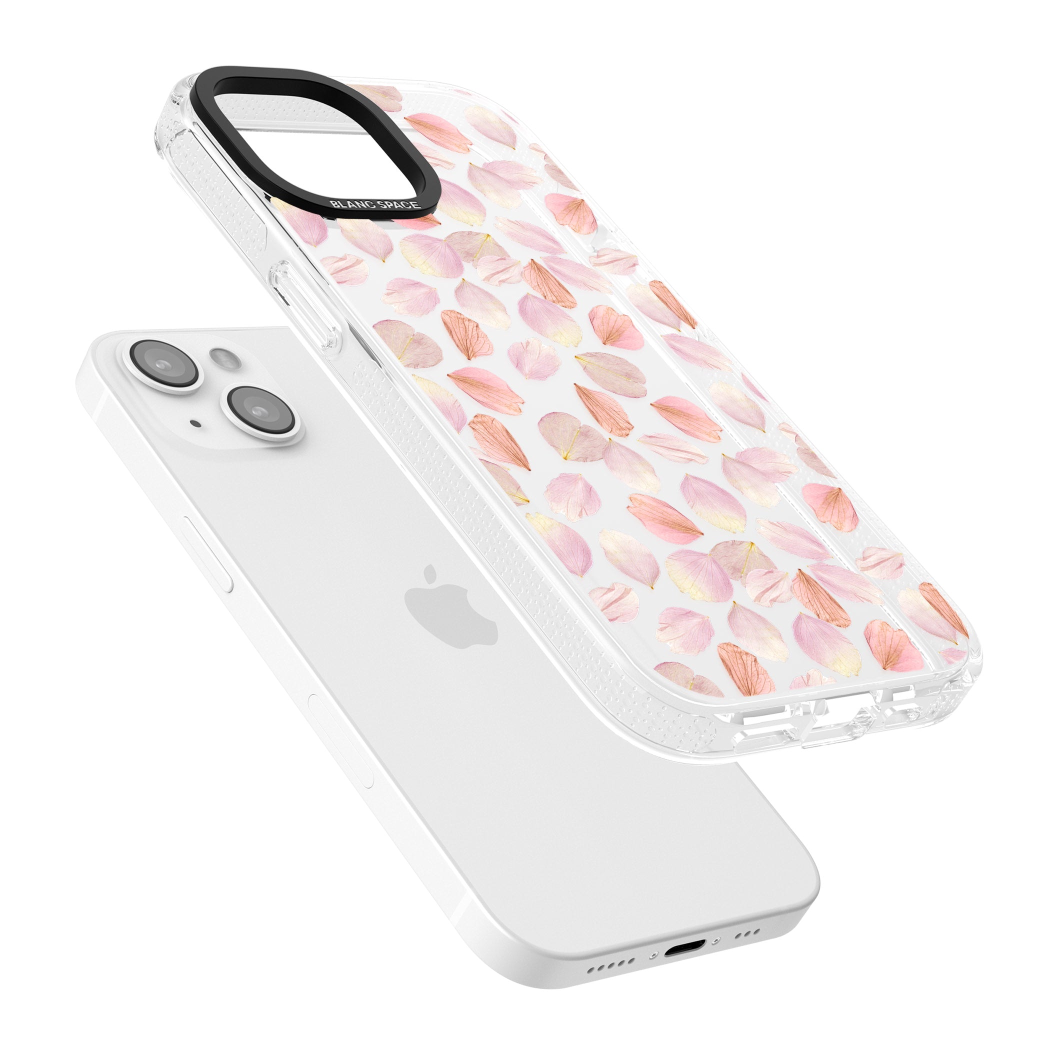 Pink Petals Transparent Design iPhone 15 / 14 / 13 Clear Case Impact Air - Blanc Space