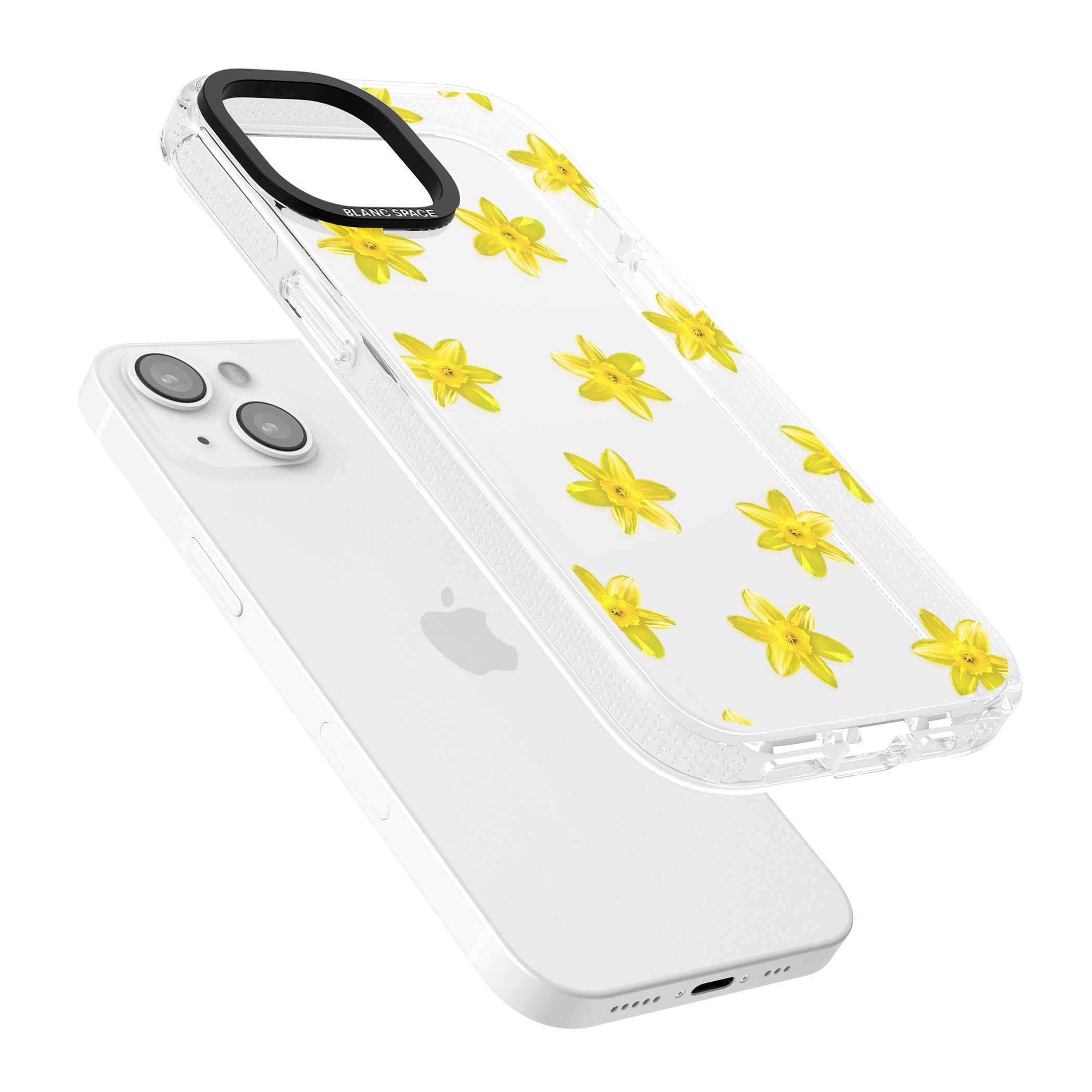 Daffodils Transparent Pattern iPhone 15 / 14 / 13 Clear Case Impact Air - Blanc Space