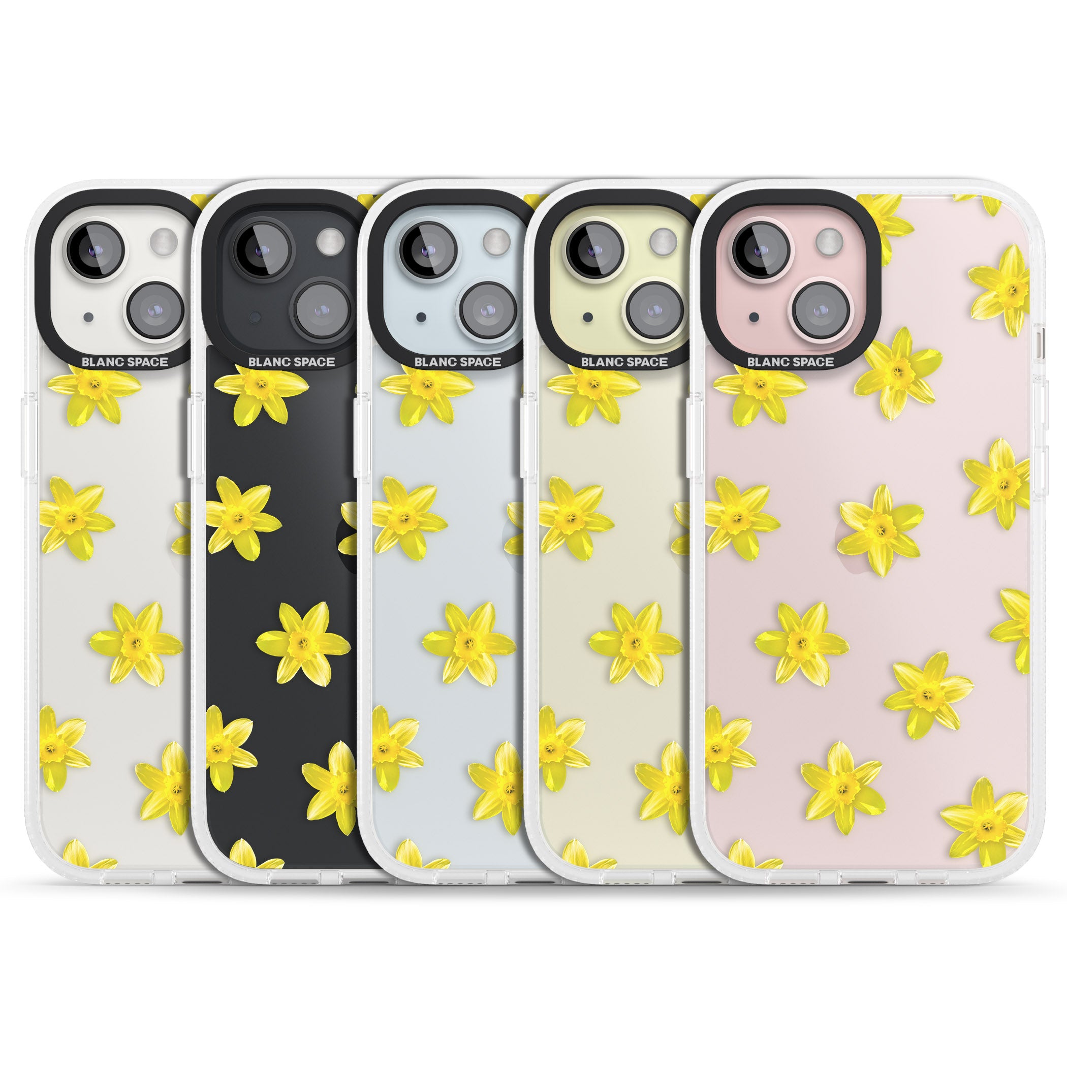 Daffodils Transparent Pattern iPhone 15 / 14 / 13 Clear Case Impact Air - Blanc Space