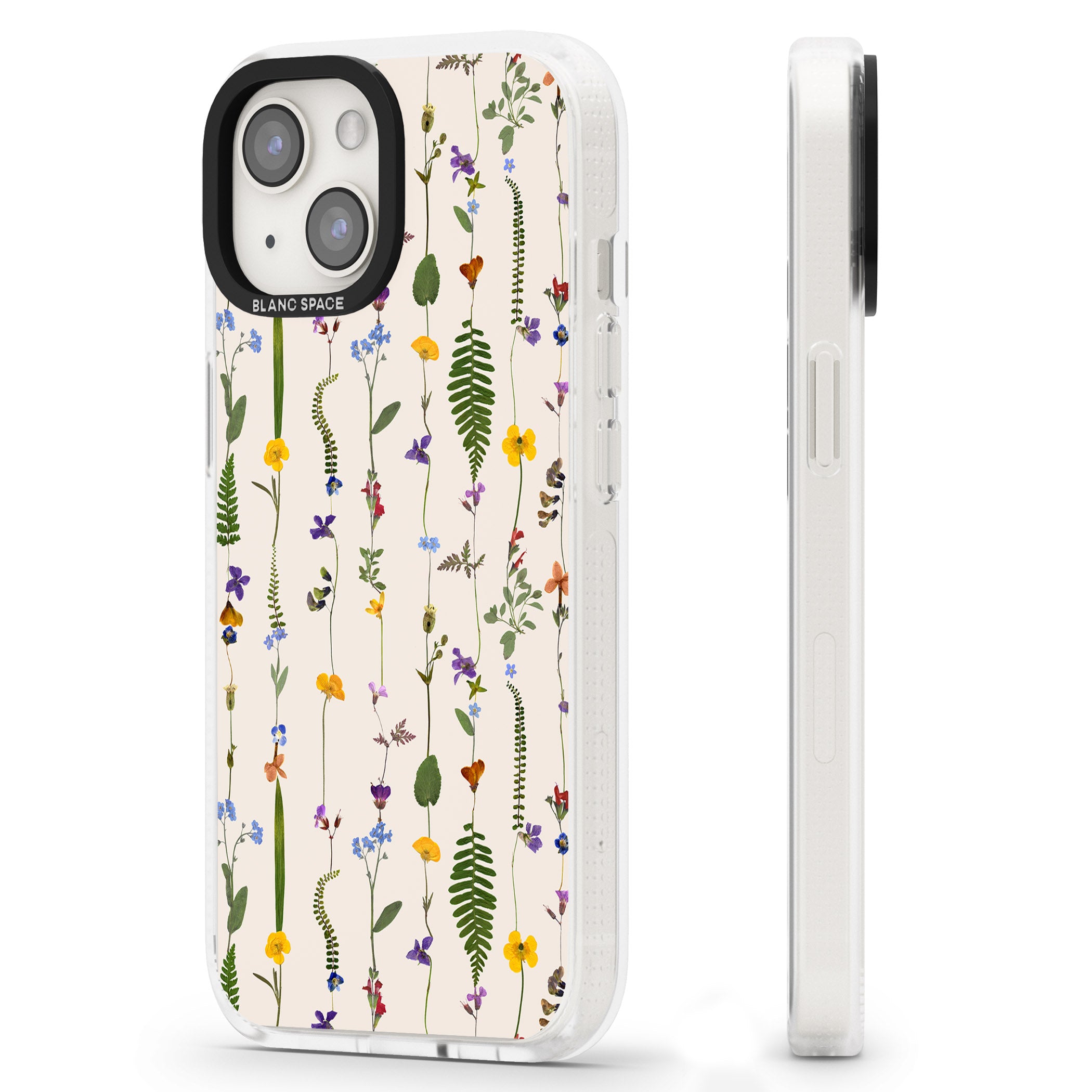 Wildflower Chain Design - Cream iPhone 15 / 14 / 13 Clear Case Impact Air - Blanc Space